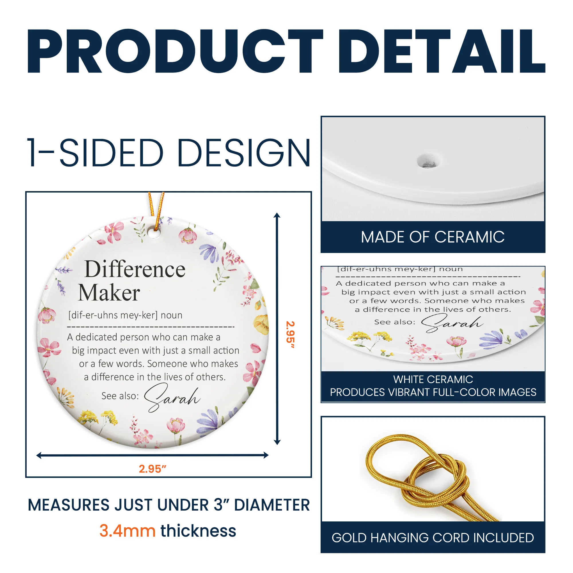 Thank You Gifts - Difference Maker - Mentor Appreciation For Coworkers, Family, Leader, Boss - Personalized Ceramic Ornament - Image 8
