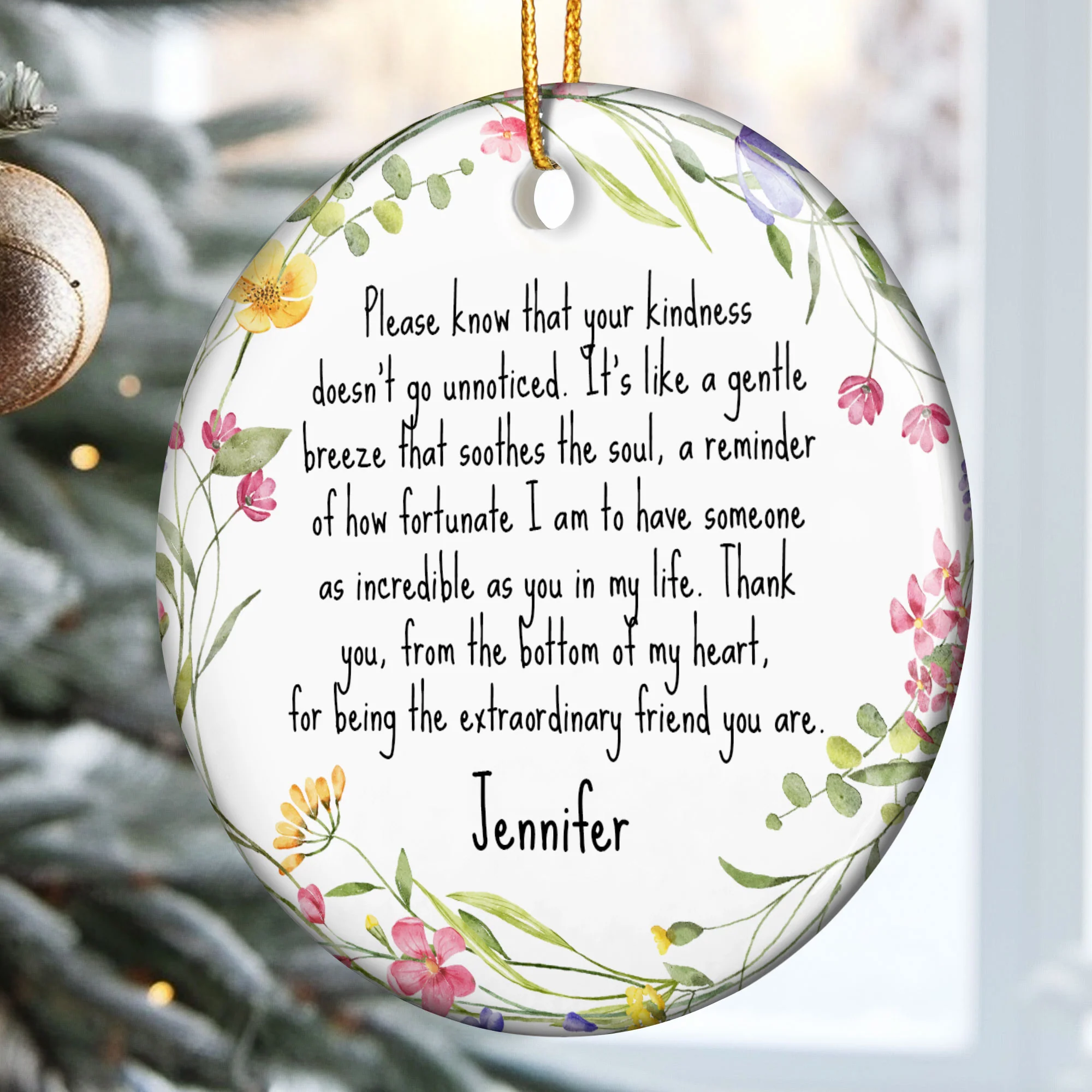Thank You Gifts For Boss, Coworkers, Friends, Family - For Being The Extraordinary Friend - Personalized Ceramic Ornament - Image 2