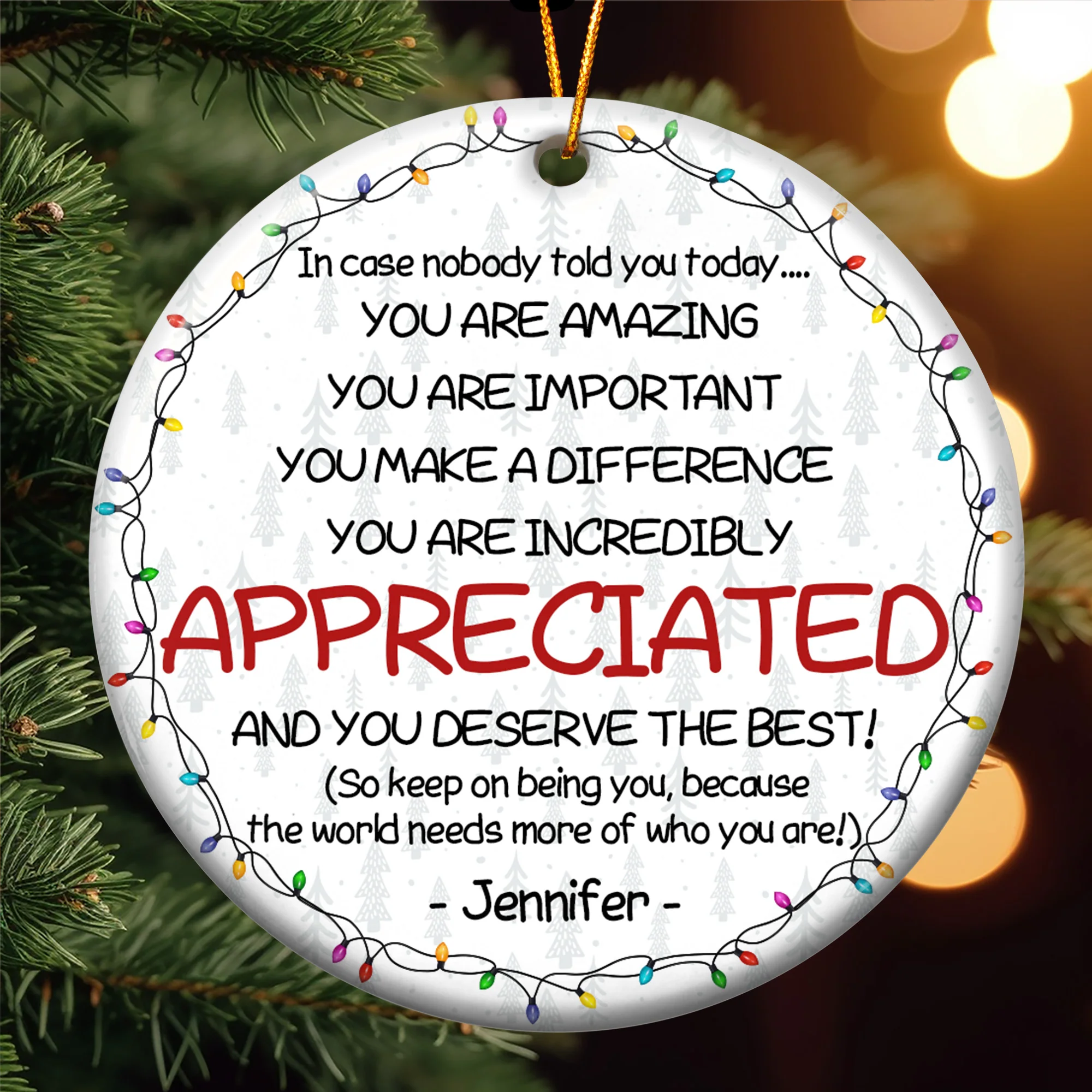 Thank You Gifts For Boss, Coworkers, Friends - You Are Amazing - Personalized Ceramic Ornament - Image 2