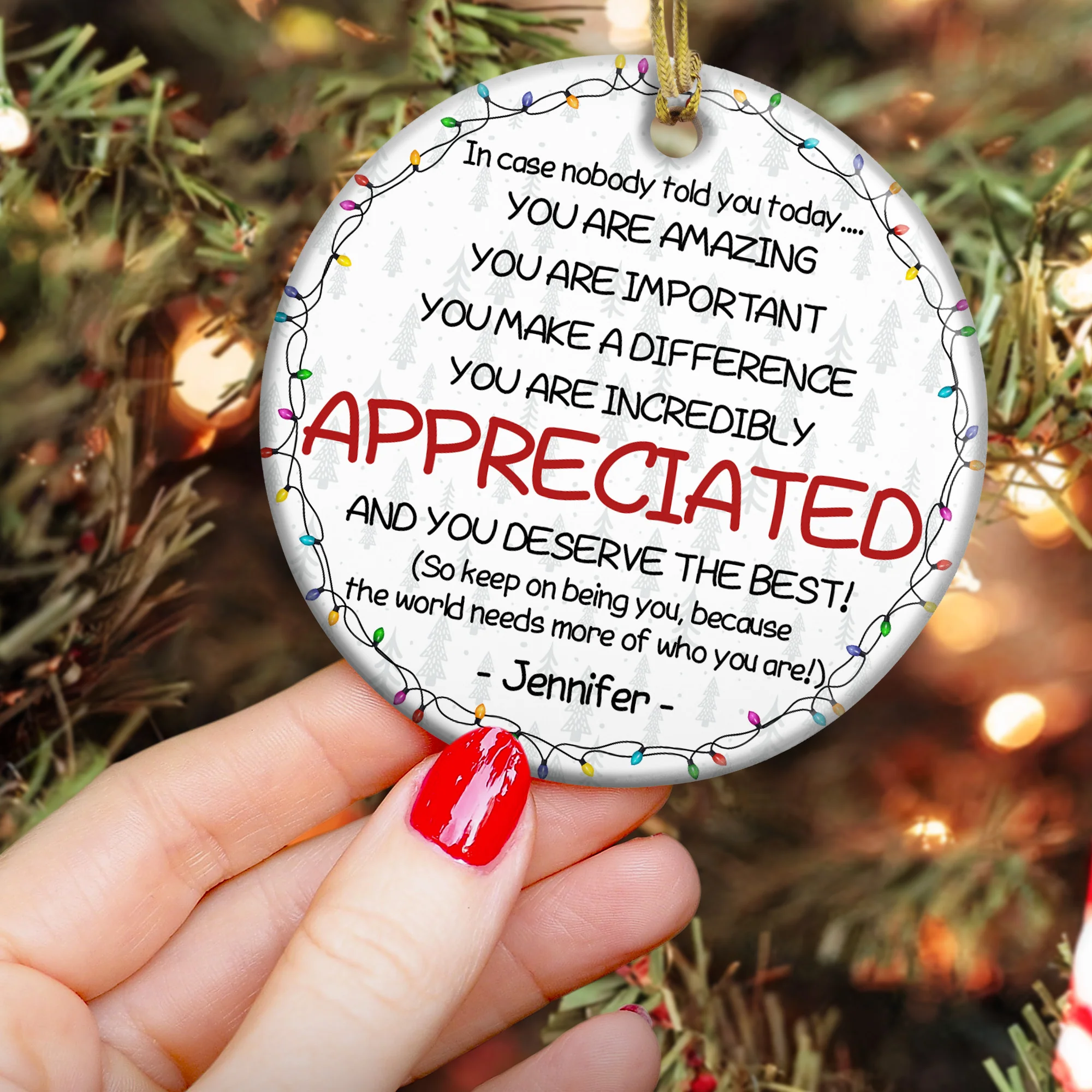 Thank You Gifts For Boss, Coworkers, Friends - You Are Amazing - Personalized Ceramic Ornament - Image 5