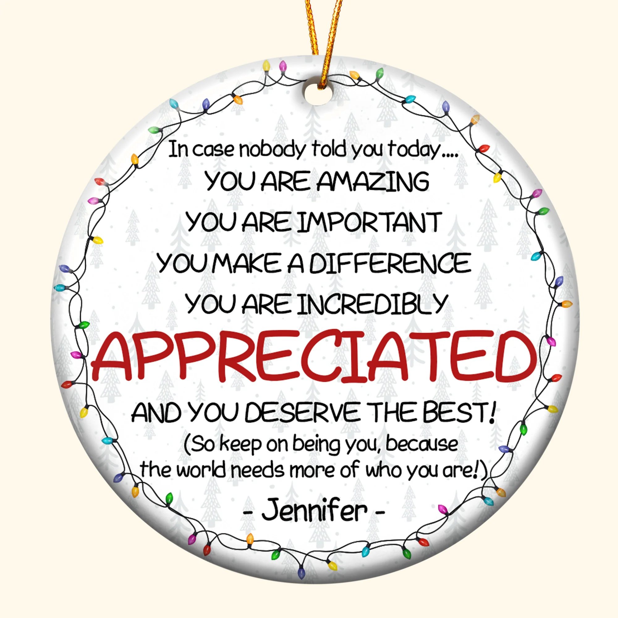 Thank You Gifts For Boss, Coworkers, Friends - You Are Amazing - Personalized Ceramic Ornament - Image 6