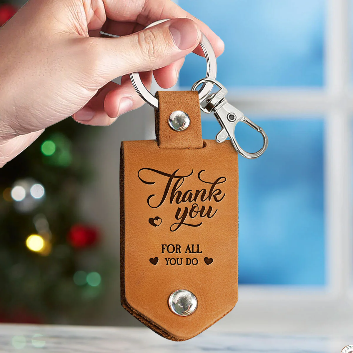 Thank You Gifts For Coworker Colleague Leaving - Personalized Leather Photo Keychain - Image 3