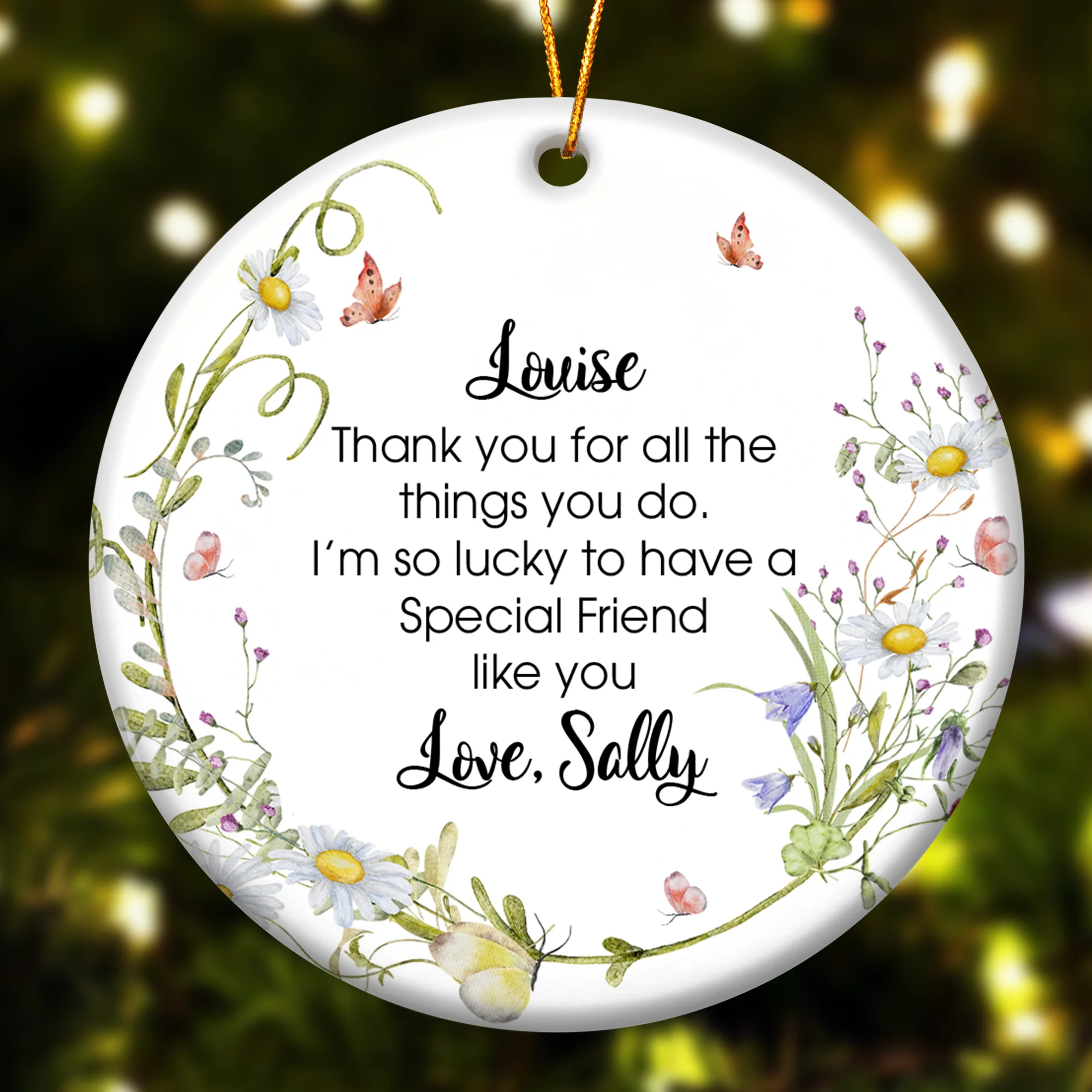 Thank You Gifts For Friends, Family, Mom & Daughters, Coworkers - Personalized Ceramic Ornament - Image 2