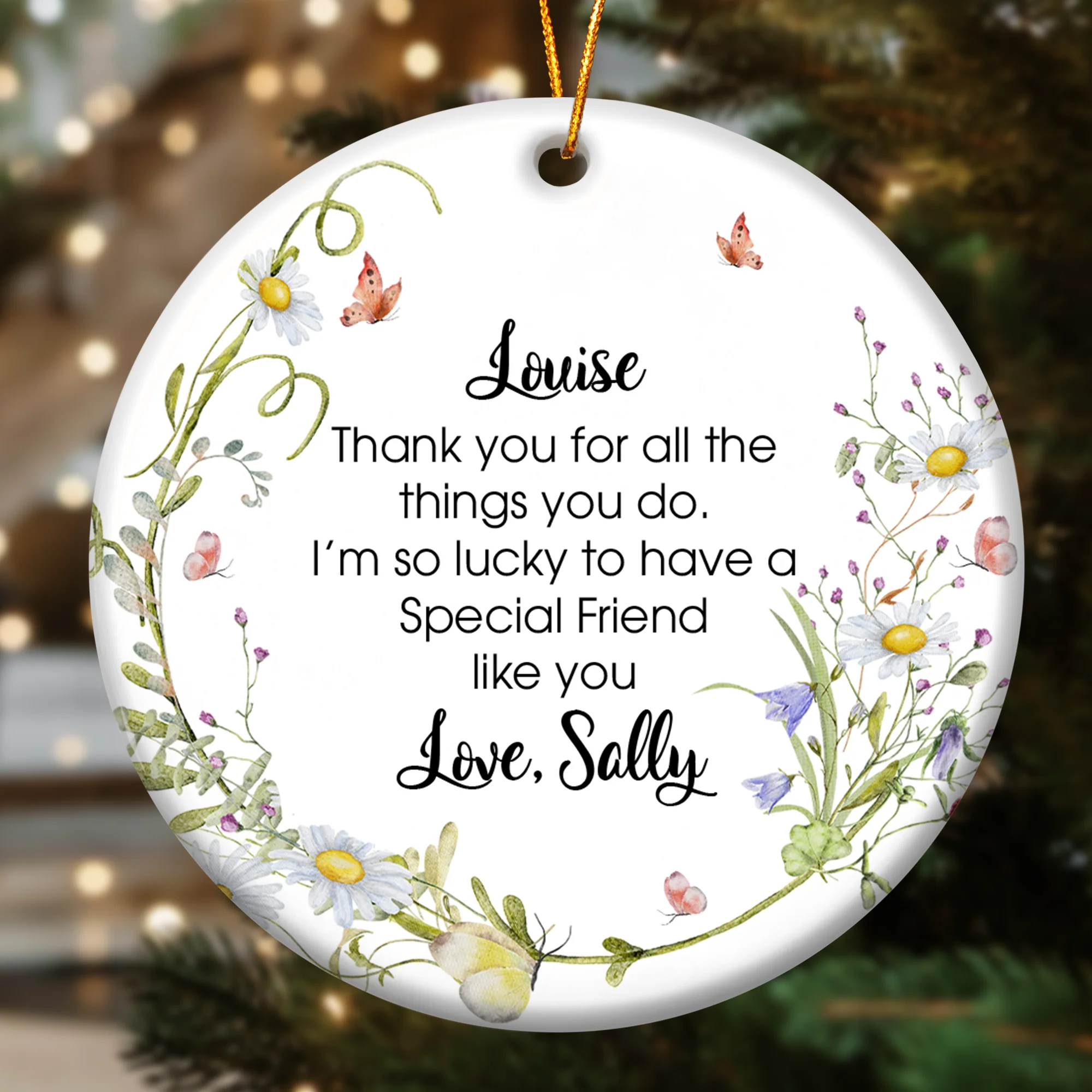 Thank You Gifts For Friends, Family, Mom & Daughters, Coworkers - Personalized Ceramic Ornament - Image 4