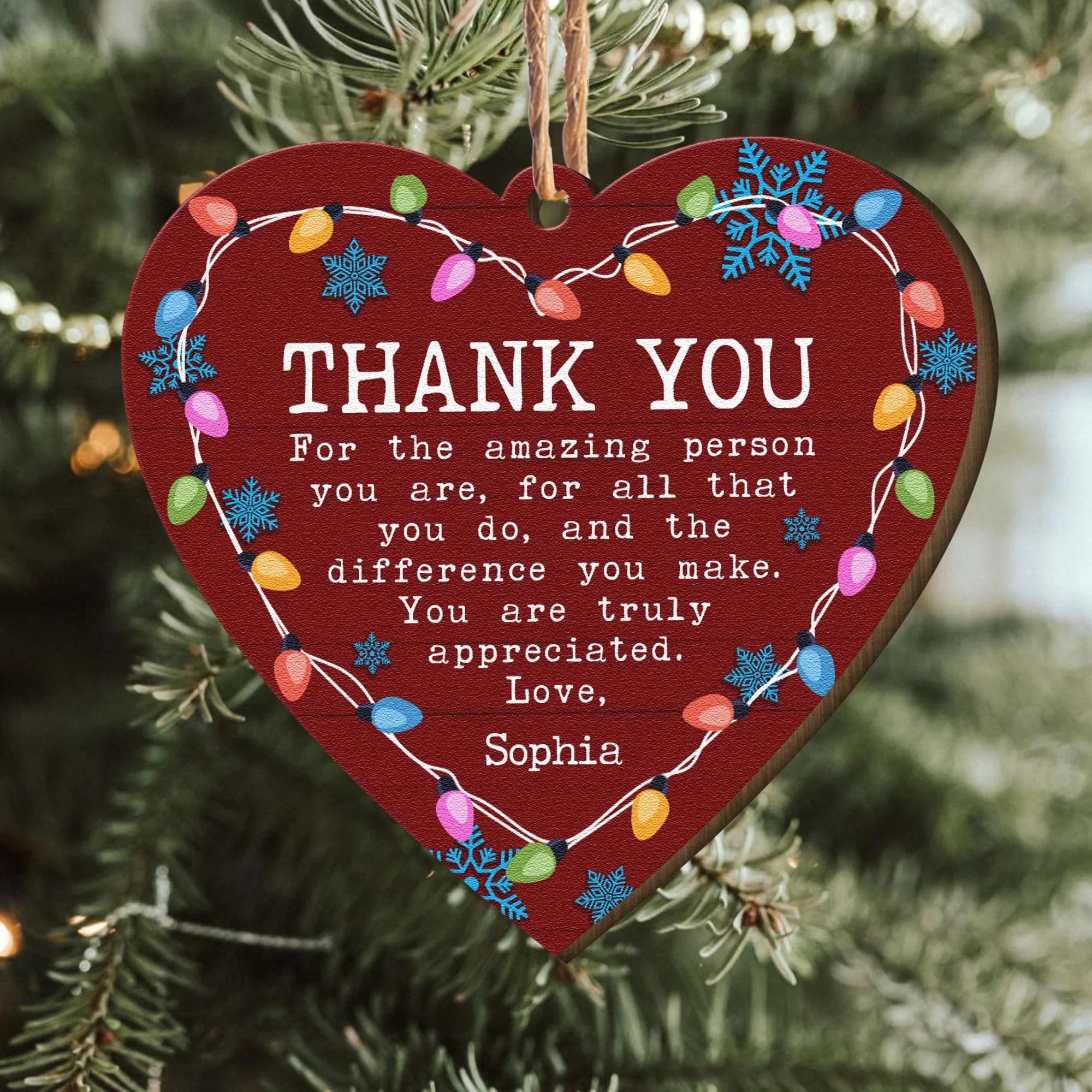 Thank You Ornament You Are Truly Appreciated - Personalized Wooden Ornament - Image 3