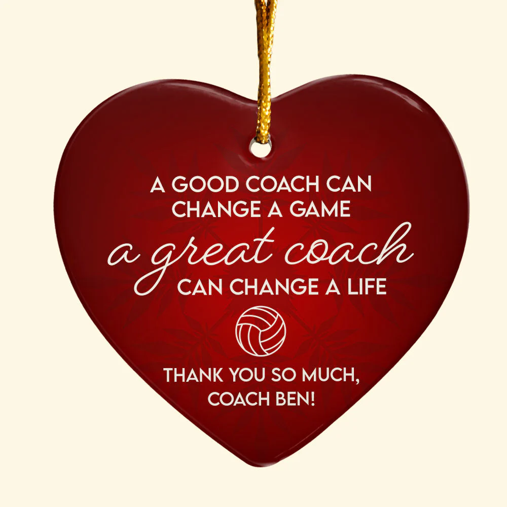 Thank You, Volleyball Coach - Personalized Heart Shaped Ceramic Ornament - Image 4