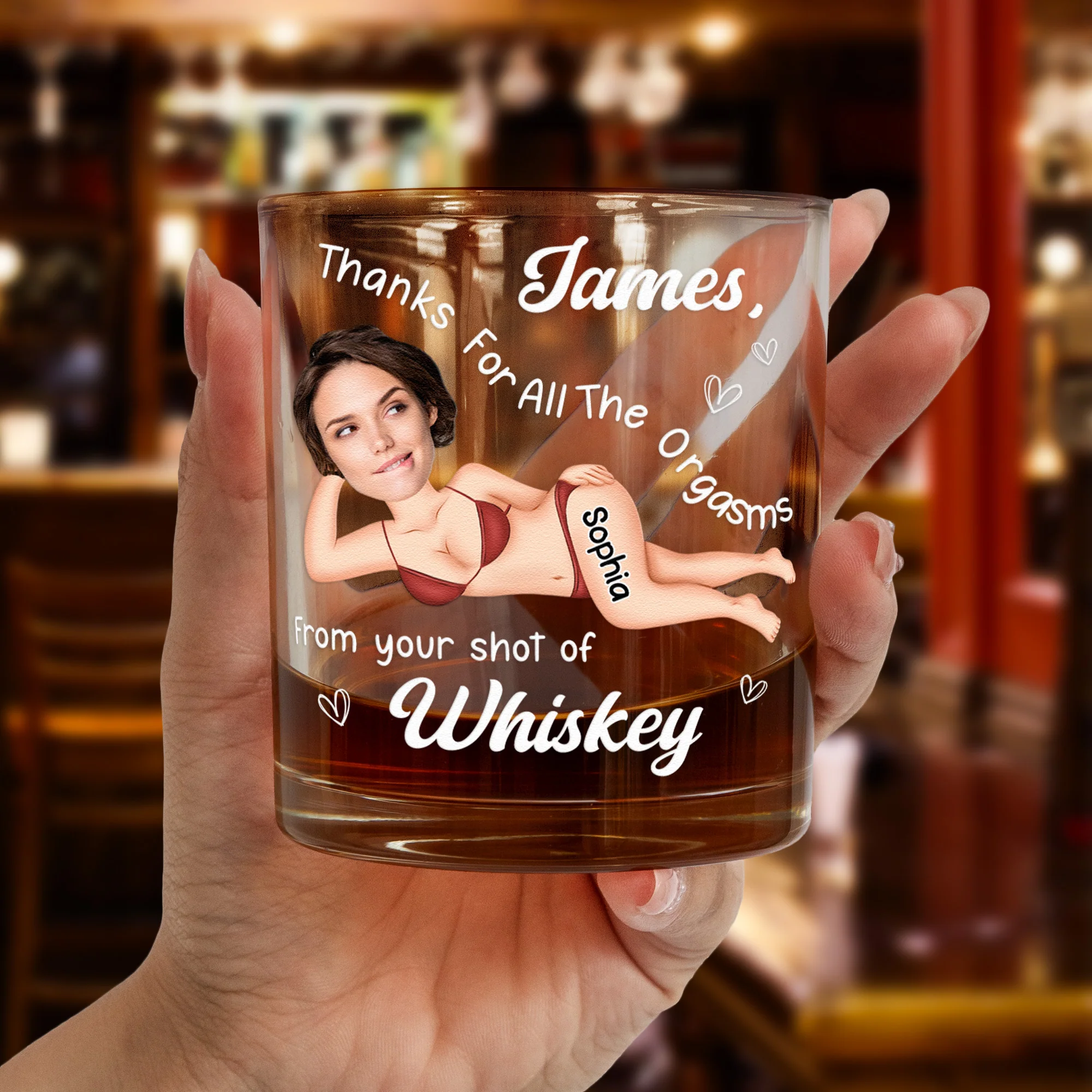 Thanks For All The Orgasms From Your Shot Of Whiskey - Personalized Photo Whiskey Glass - Image 2