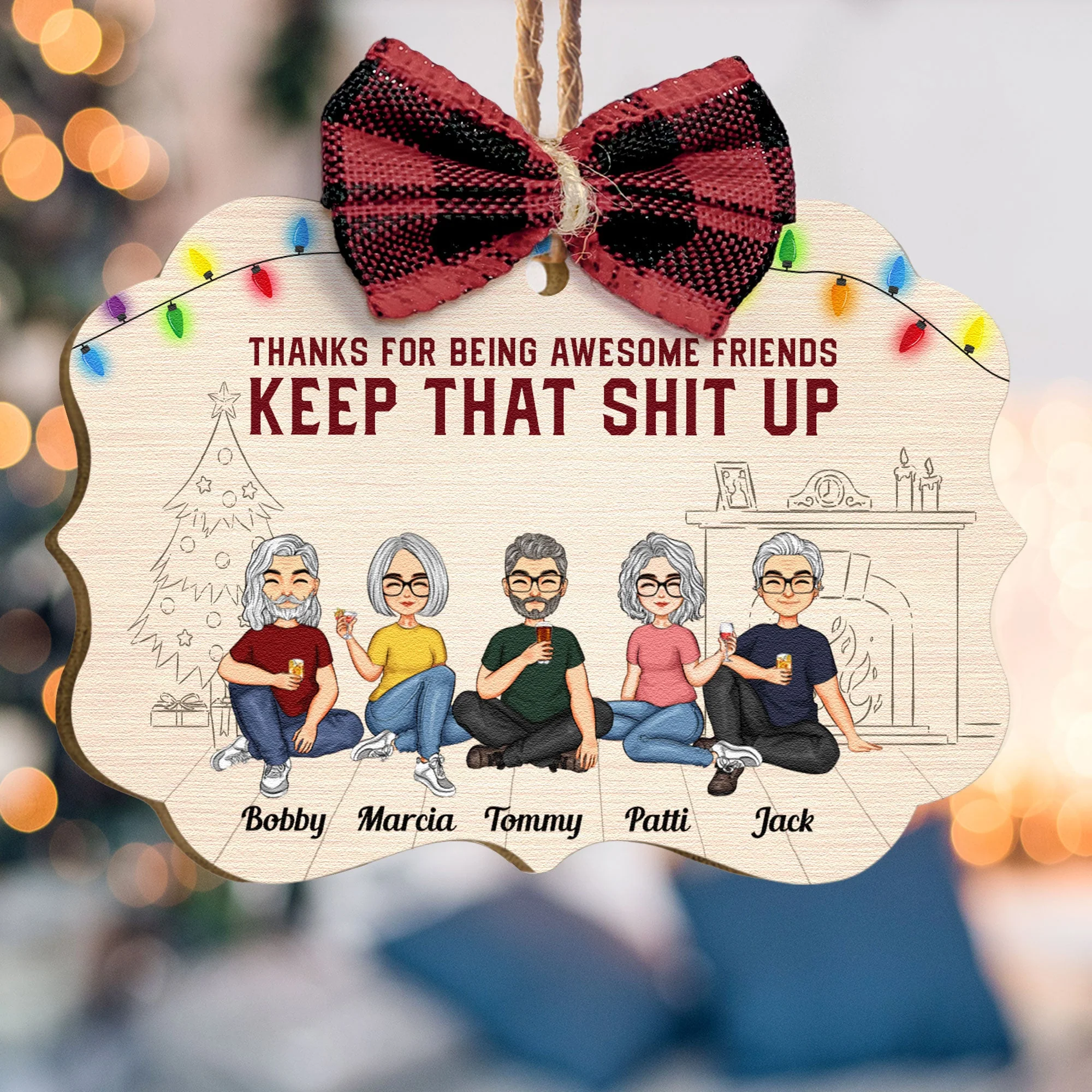 Thanks For Being Awesome Friends - Personalized Wooden Ornament - Image 2