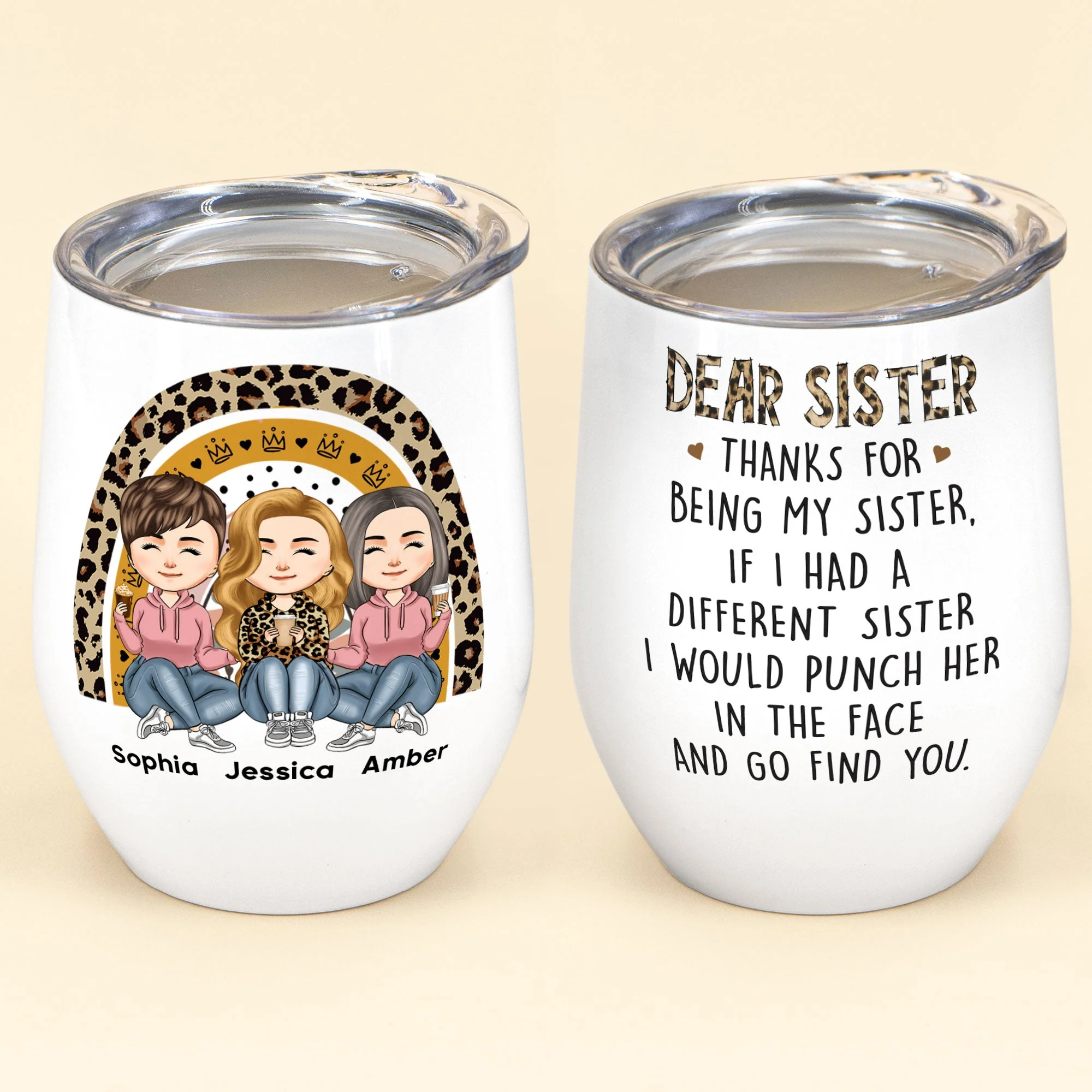 Thanks For Being My Sister - Personalized Wine Tumbler - Birthday, Loving Gift For Sisters, Sistas - Image 2