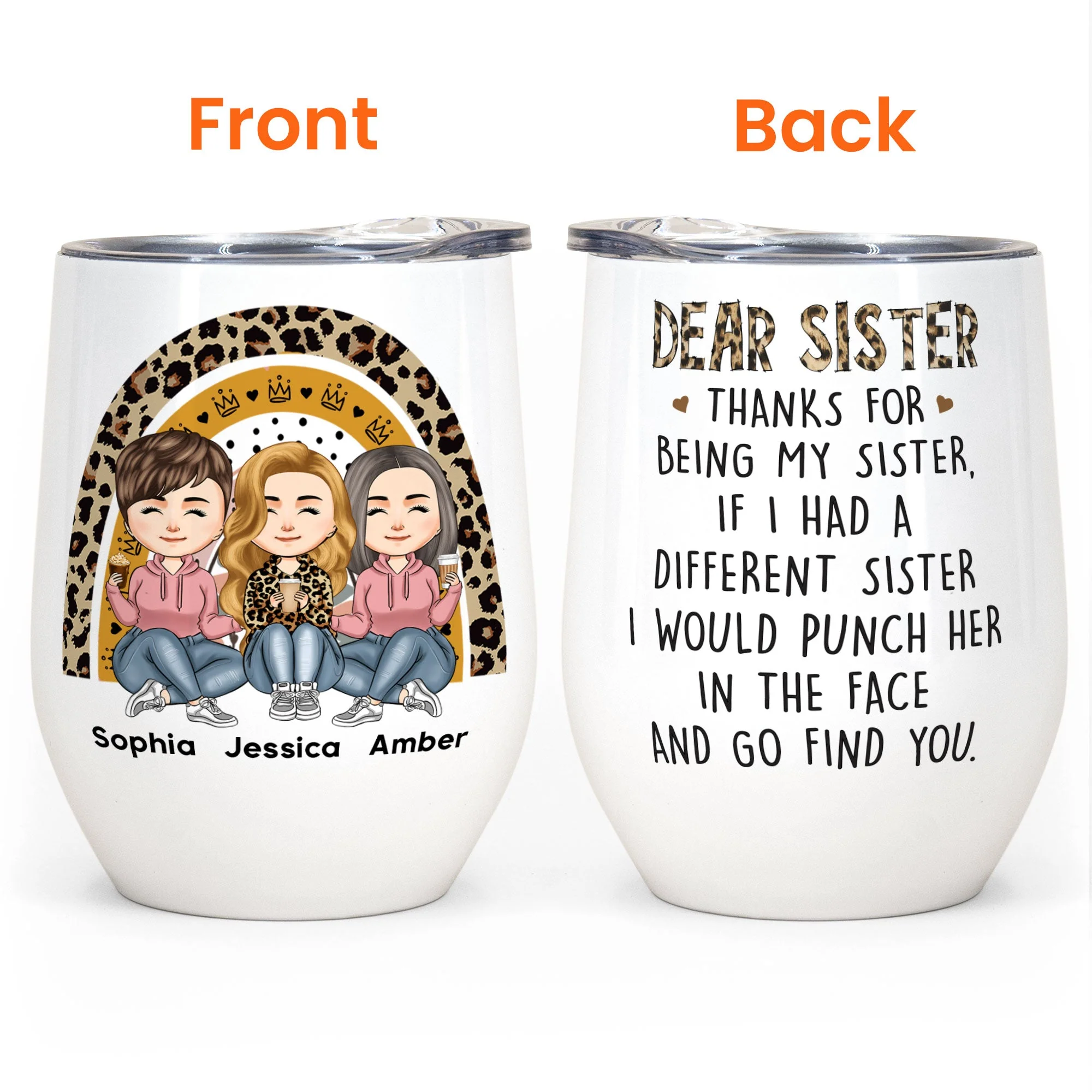 Thanks For Being My Sister - Personalized Wine Tumbler - Birthday, Loving Gift For Sisters, Sistas - Image 4
