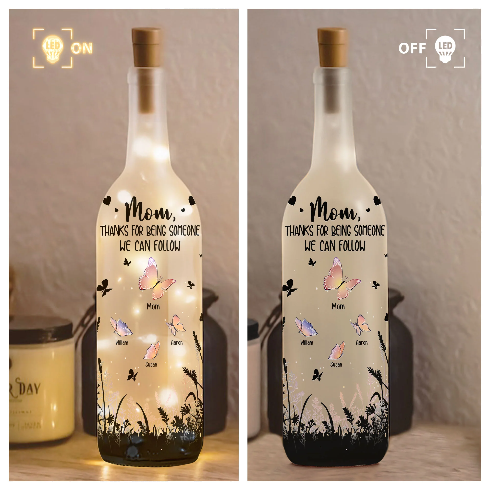 Thanks For Being Someone We Can Follow - Personalized Bottle Lamp - Image 3