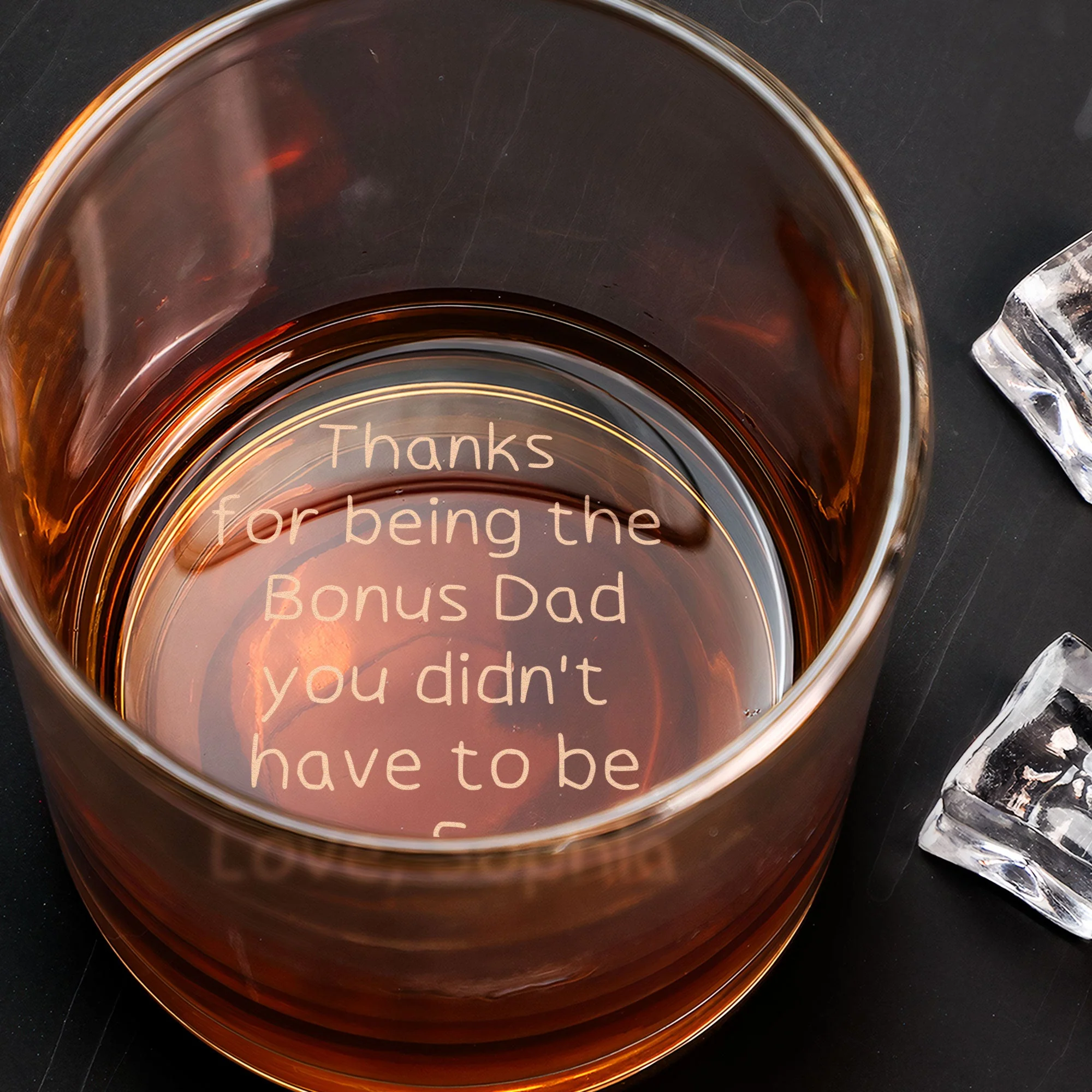 Thanks For Being The Bonus Dad - Personalized Engraved Whiskey Glass - Image 2