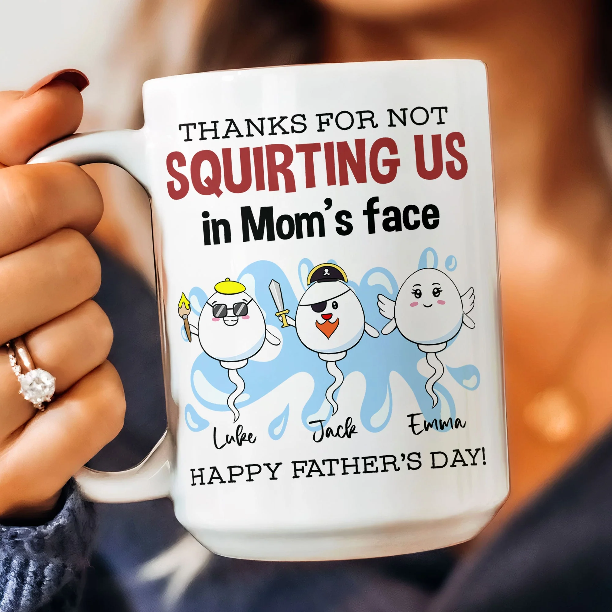 Thanks For Not Squirting Us In Mom's Face Happy Father's Day - Personalized Mug - Image 4