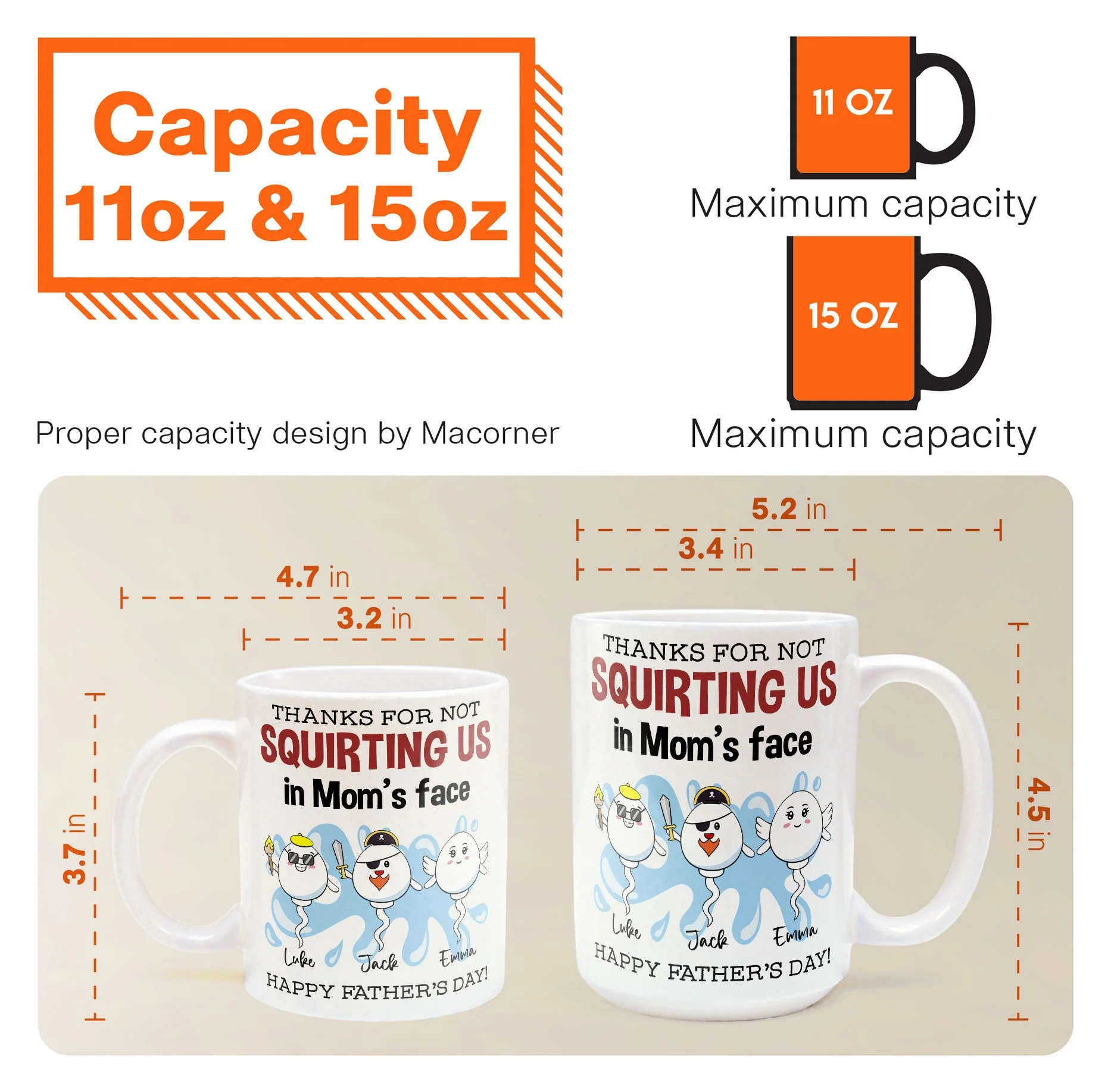 Thanks For Not Squirting Us In Mom's Face Happy Father's Day - Personalized Mug - Image 7