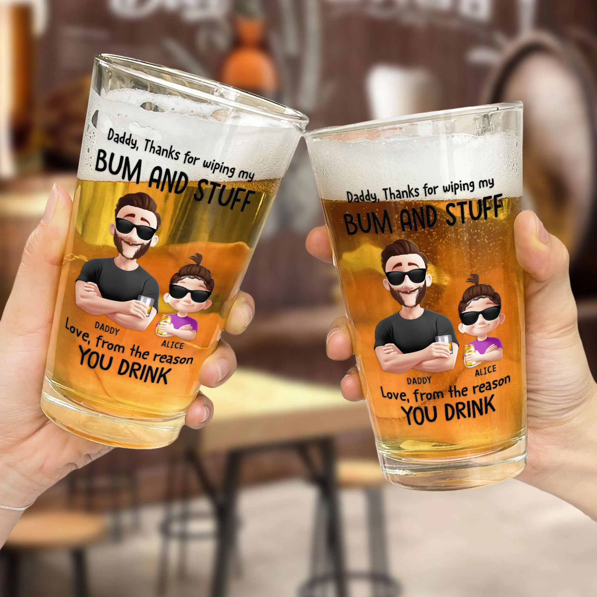 Thanks For Wiping My Stuff - Personalized Beer Glass - Image 4