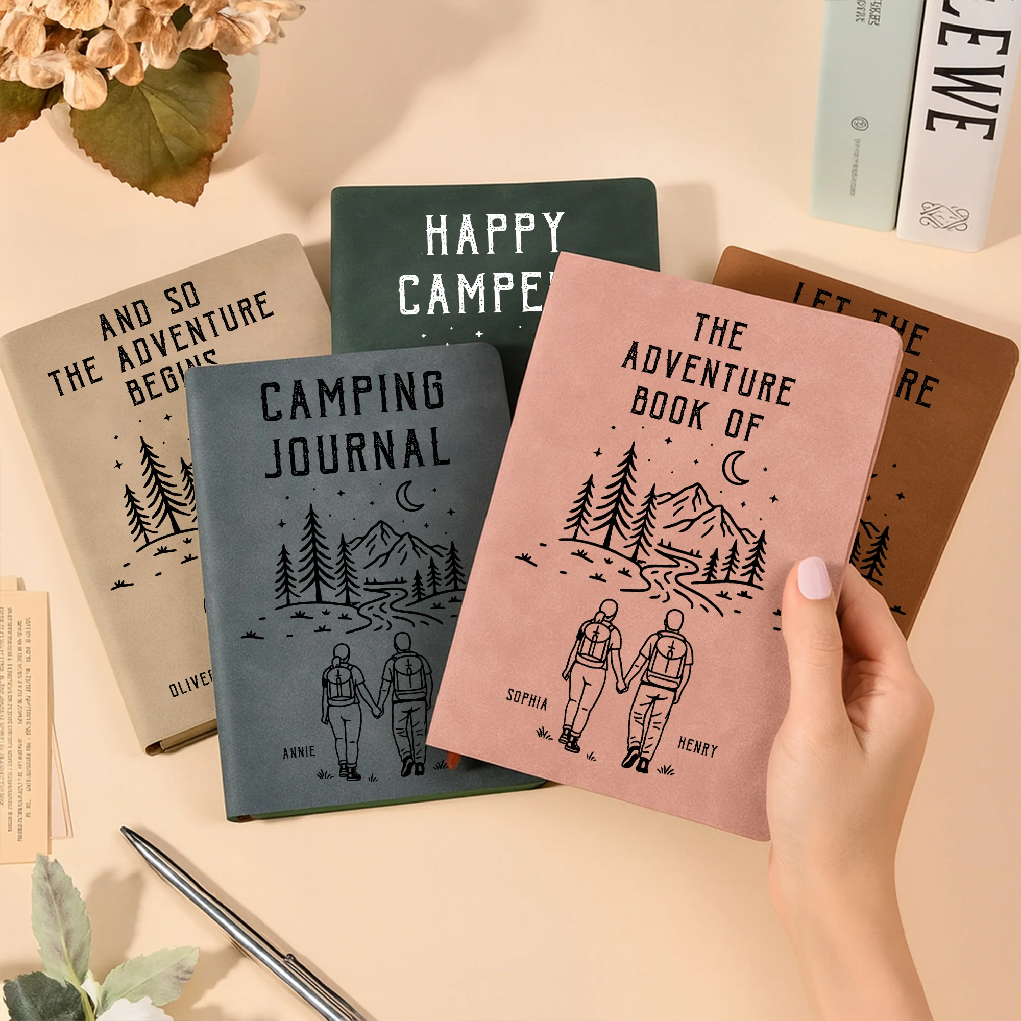 The Adventure Book Of Camping Couple - Personalized Leather Journal - Image 2