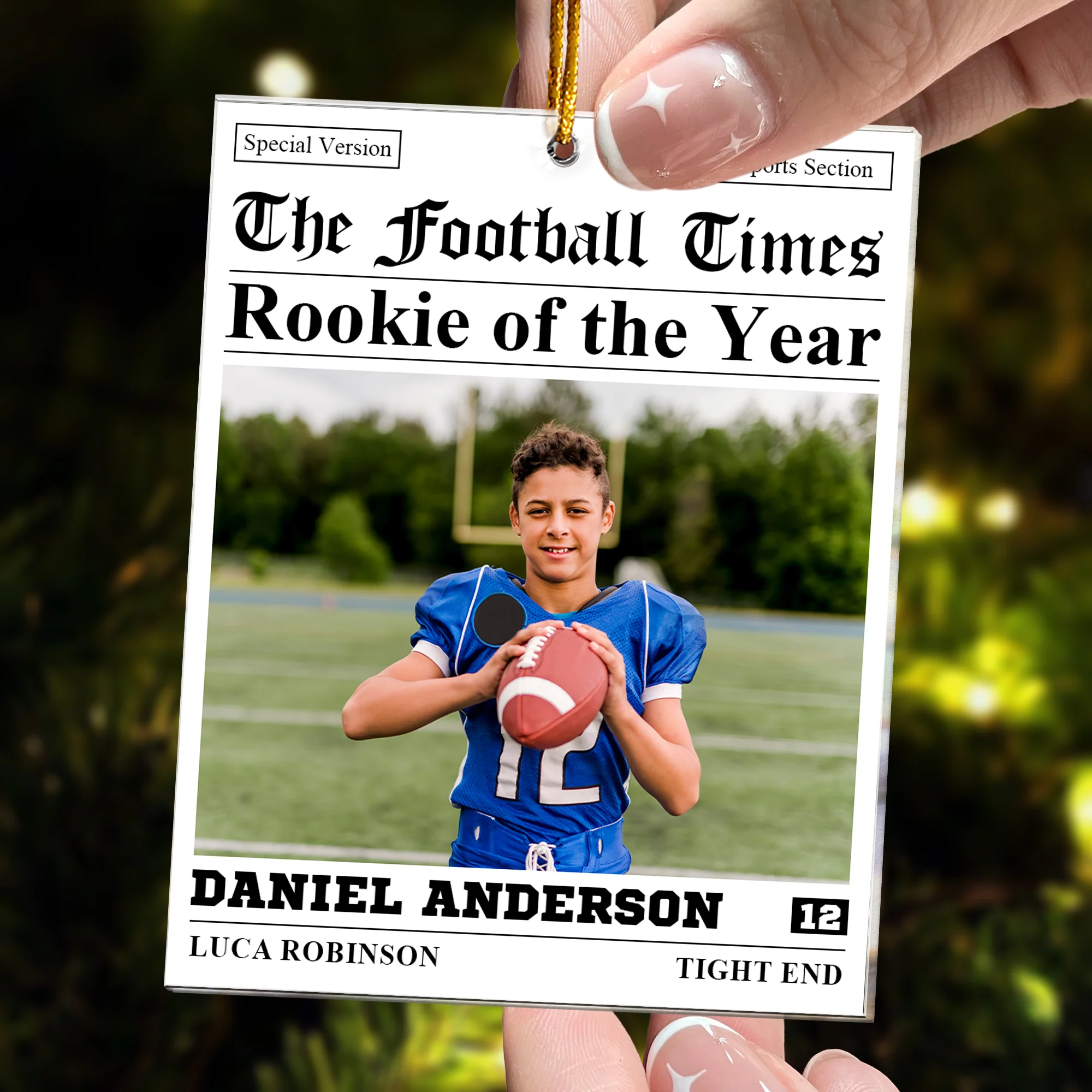 The American Football Times Newspaper - Personalized Acrylic Photo Ornament - Image 4