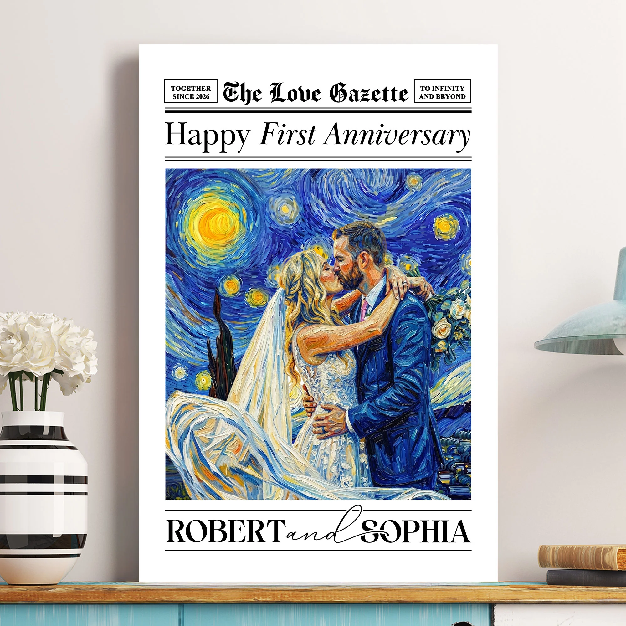 The Anniversary Times First Wedding Anniversary Van Gogh Art - Personalized Poster - Image 4