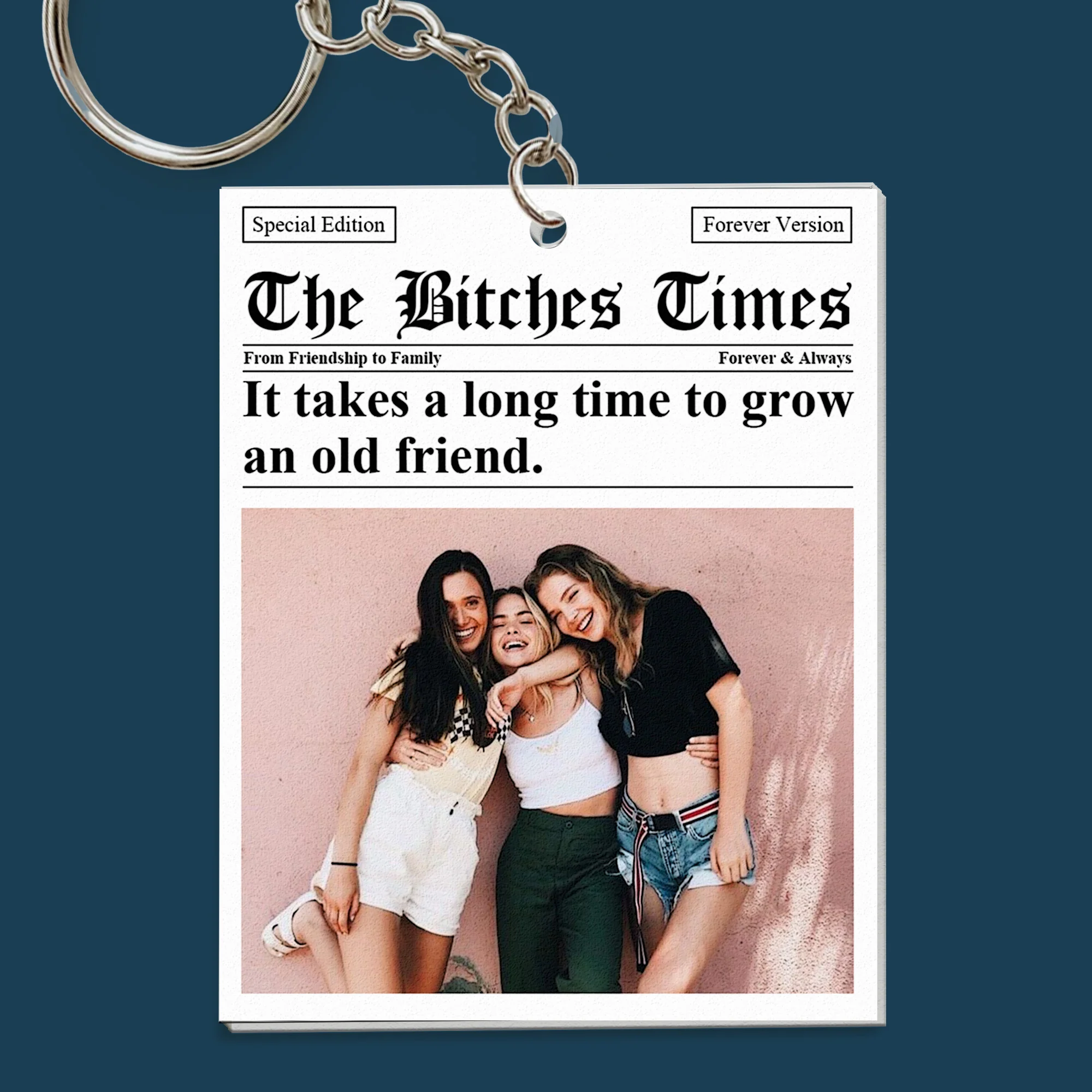 The B*Tches Times - Custom Photo Collage - Gifts For Friends, Bestie - Personalized Acrylic Photo Keychain - Image 5