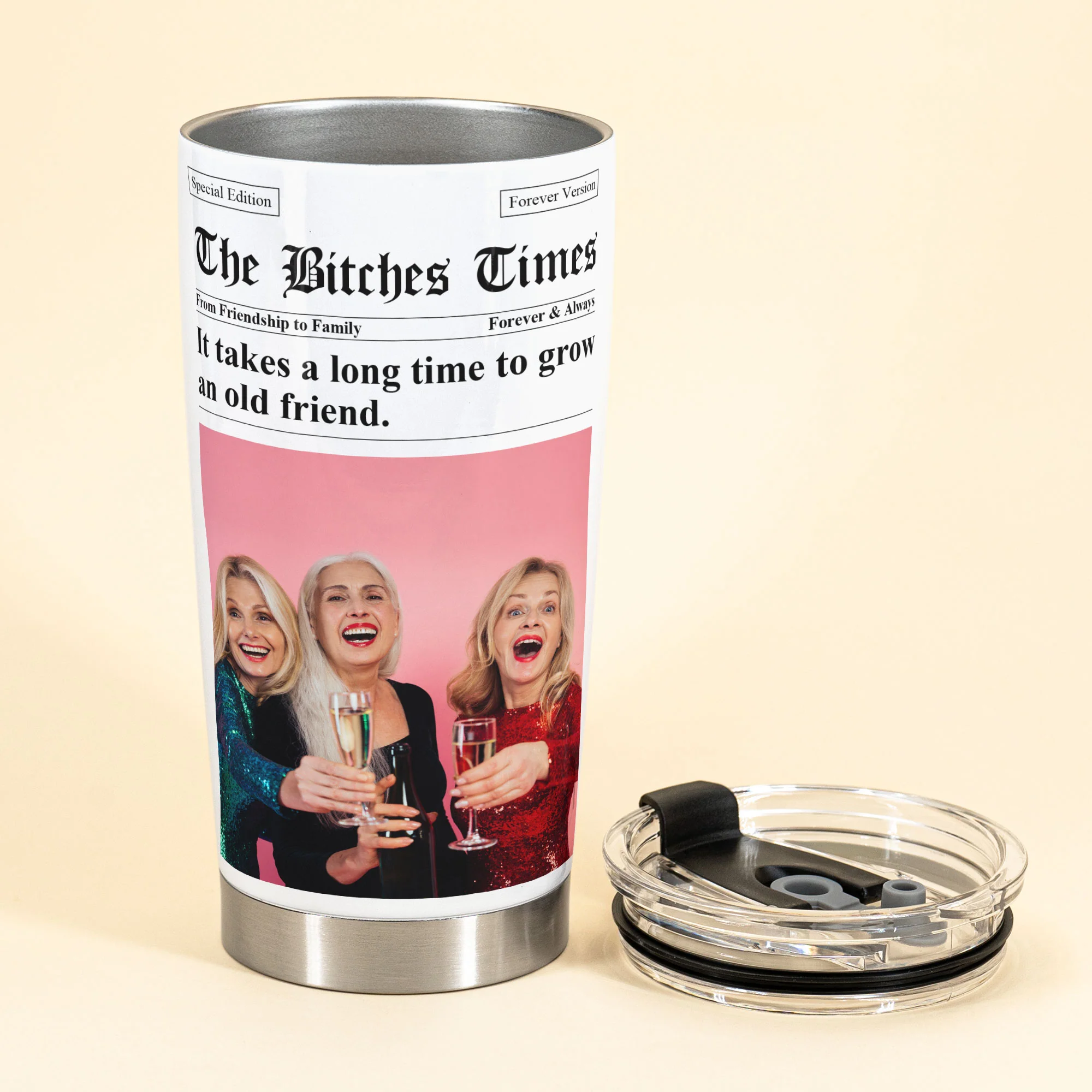 The B*tches Times - Upload Friendship Photo - Gifts For BFFs, Sisters - Personalized Photo Tumbler Cup - Image 5