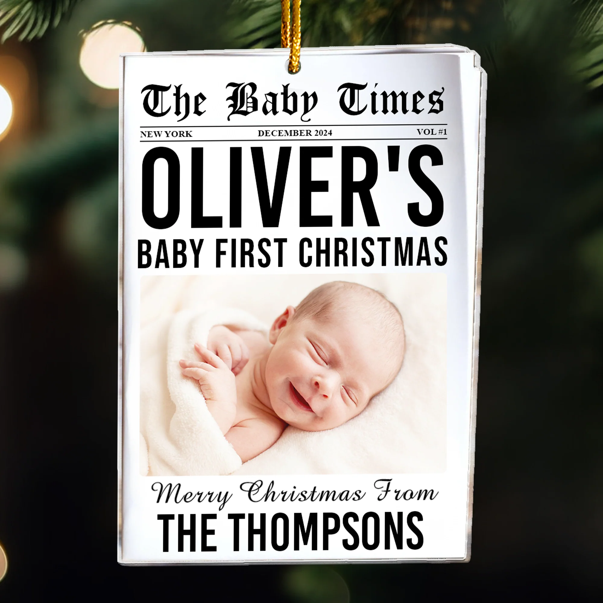 The Baby Times - Baby's First Christmas - Personalized Acrylic Photo Ornament - Image 4
