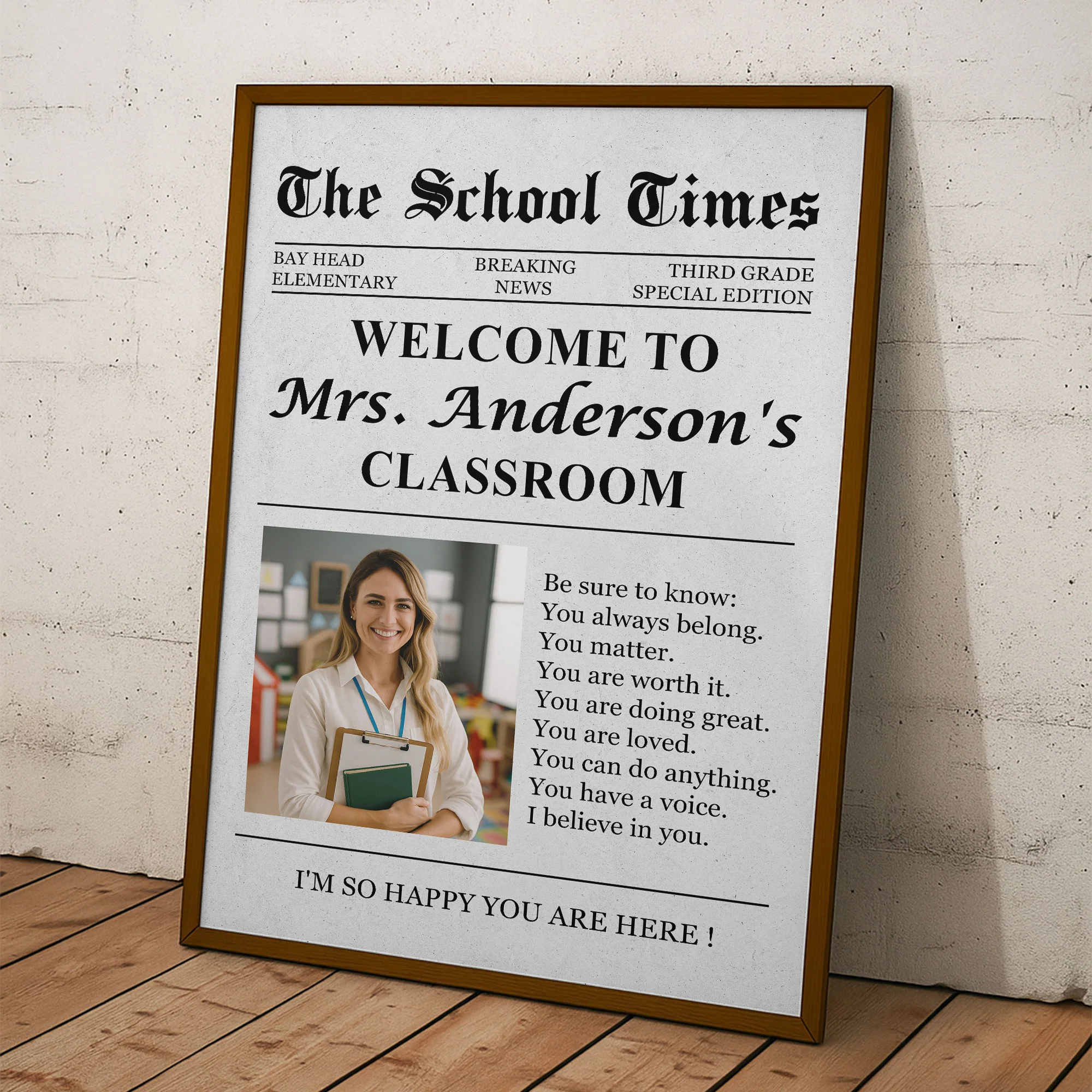 The Back To School Times Teacher Newspaper - Personalized Photo Poster/Canvas - Image 6