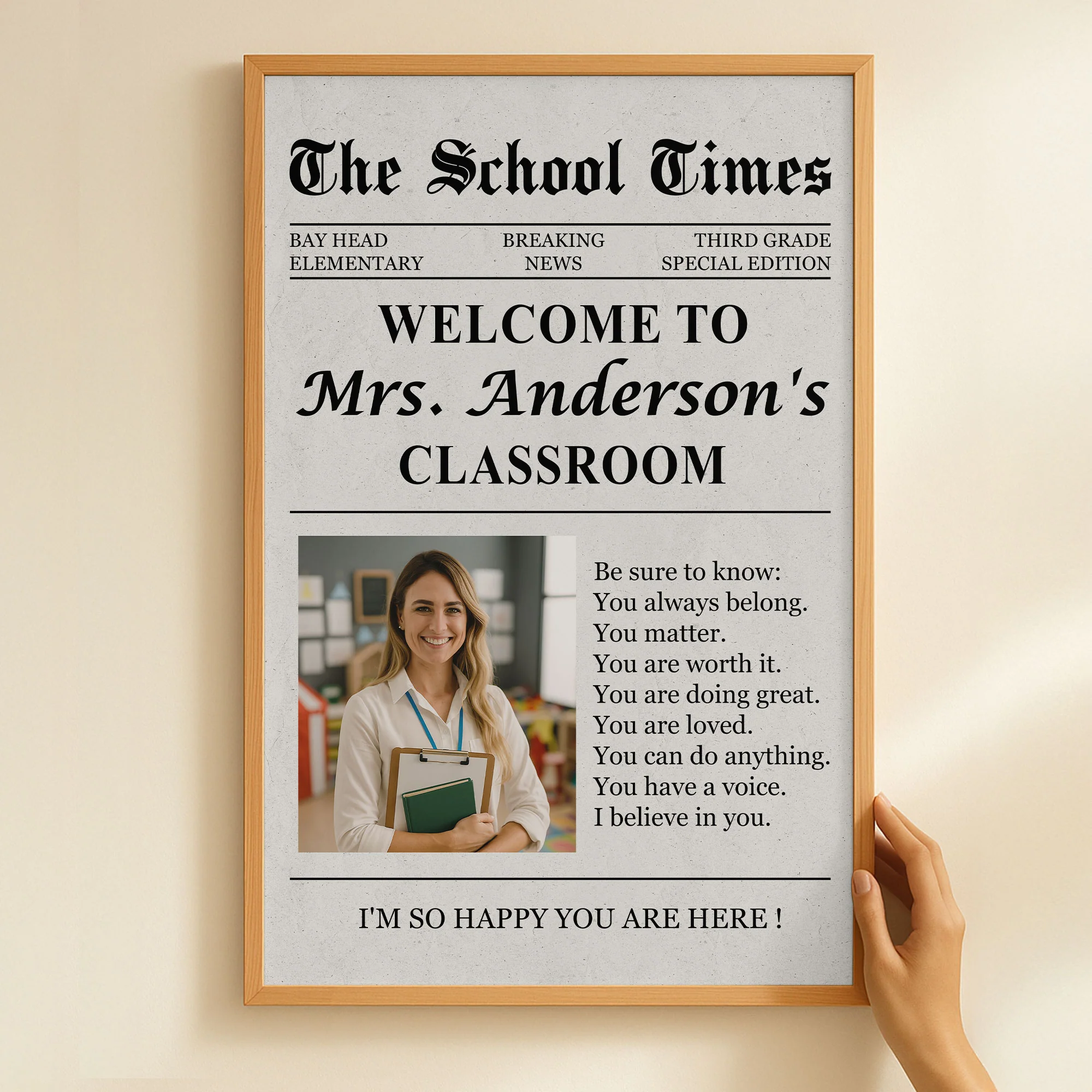 The Back To School Times Teacher Newspaper - Personalized Photo Poster/Canvas - Image 7