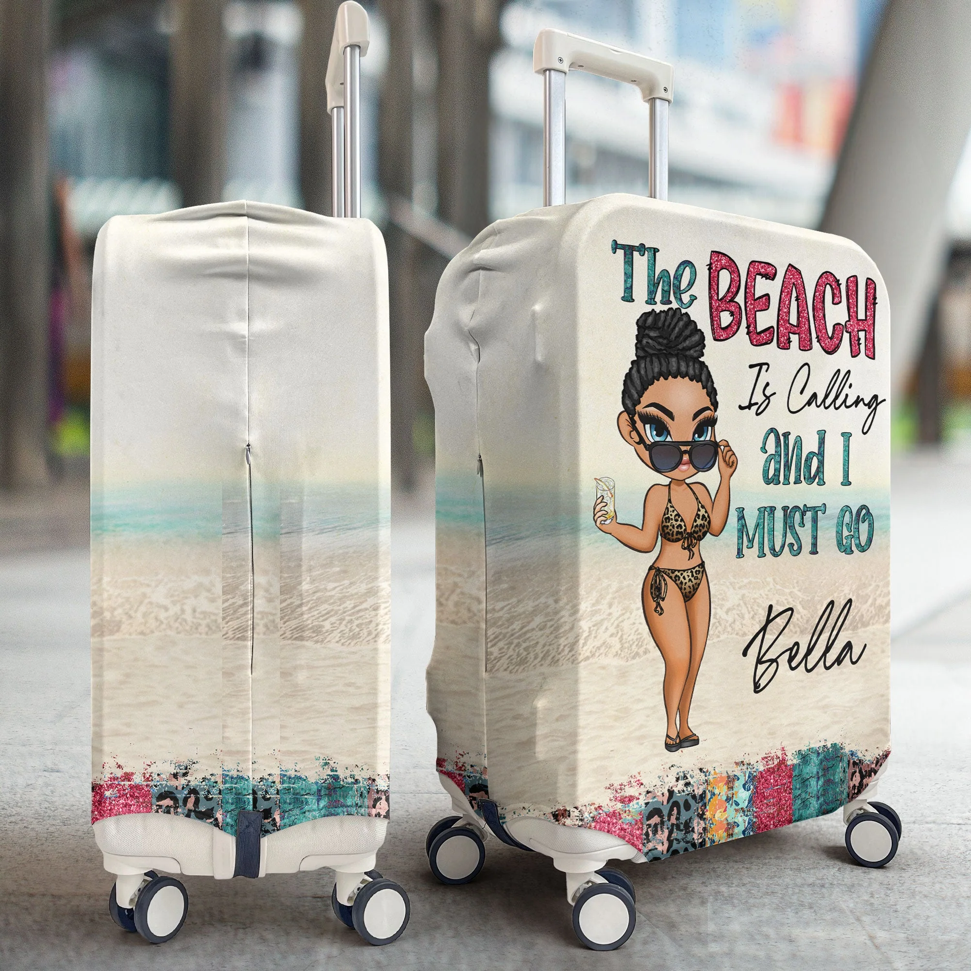 The Beach Is Calling Me - Personalized Luggage Cover - Image 3