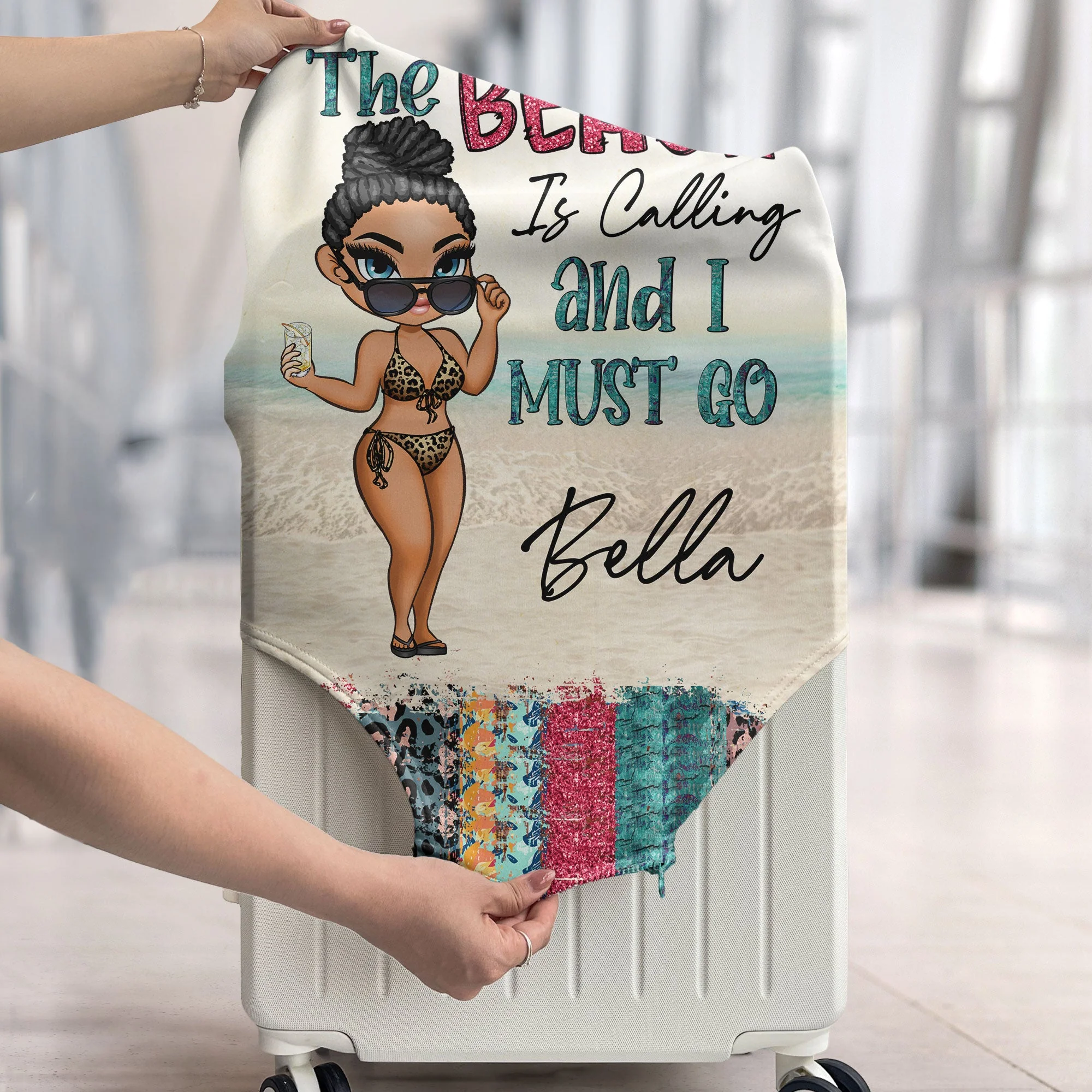 The Beach Is Calling Me - Personalized Luggage Cover - Image 4