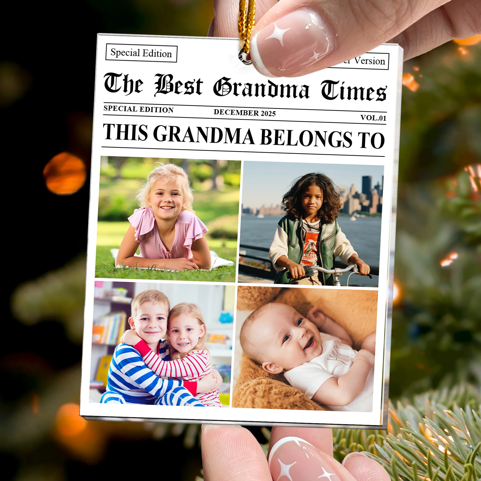 The Best Grandma Times - Personalized Acrylic Photo Ornament - Image 2