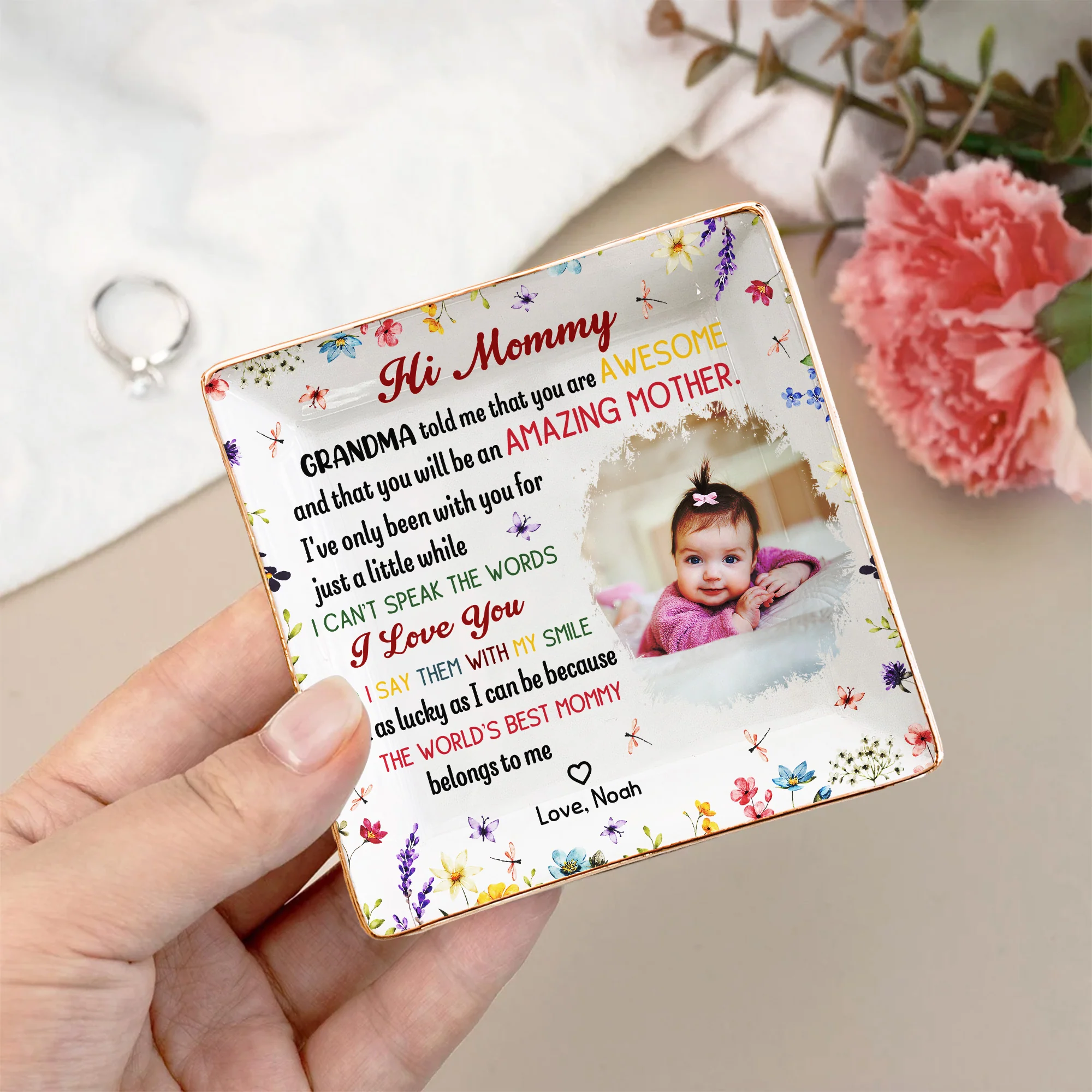 The Best Mommy Belongs To Me First Mom New Mom Gift - Personalized Photo Jewelry Dish - Image 4