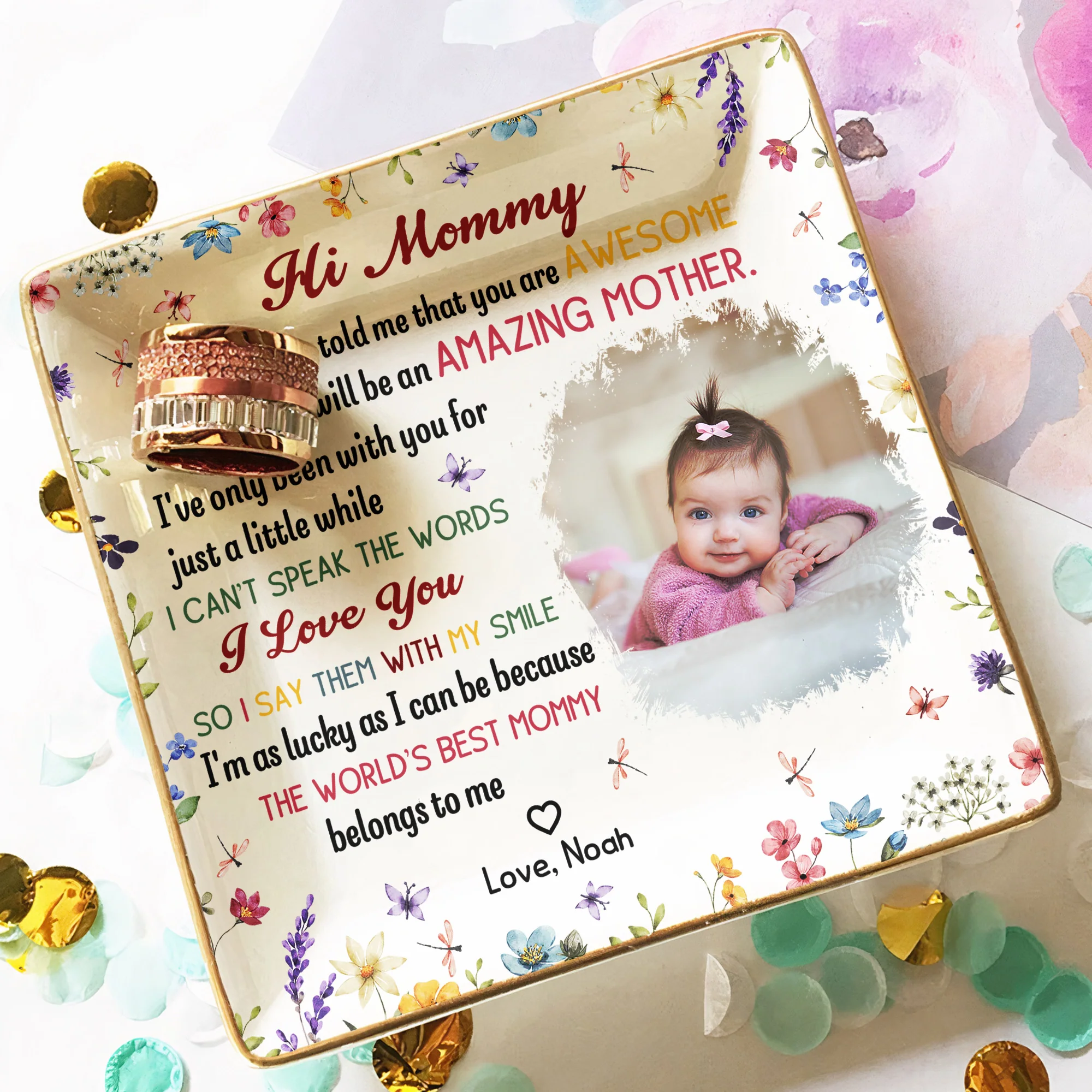 The Best Mommy Belongs To Me First Mom New Mom Gift - Personalized Photo Jewelry Dish - Image 5