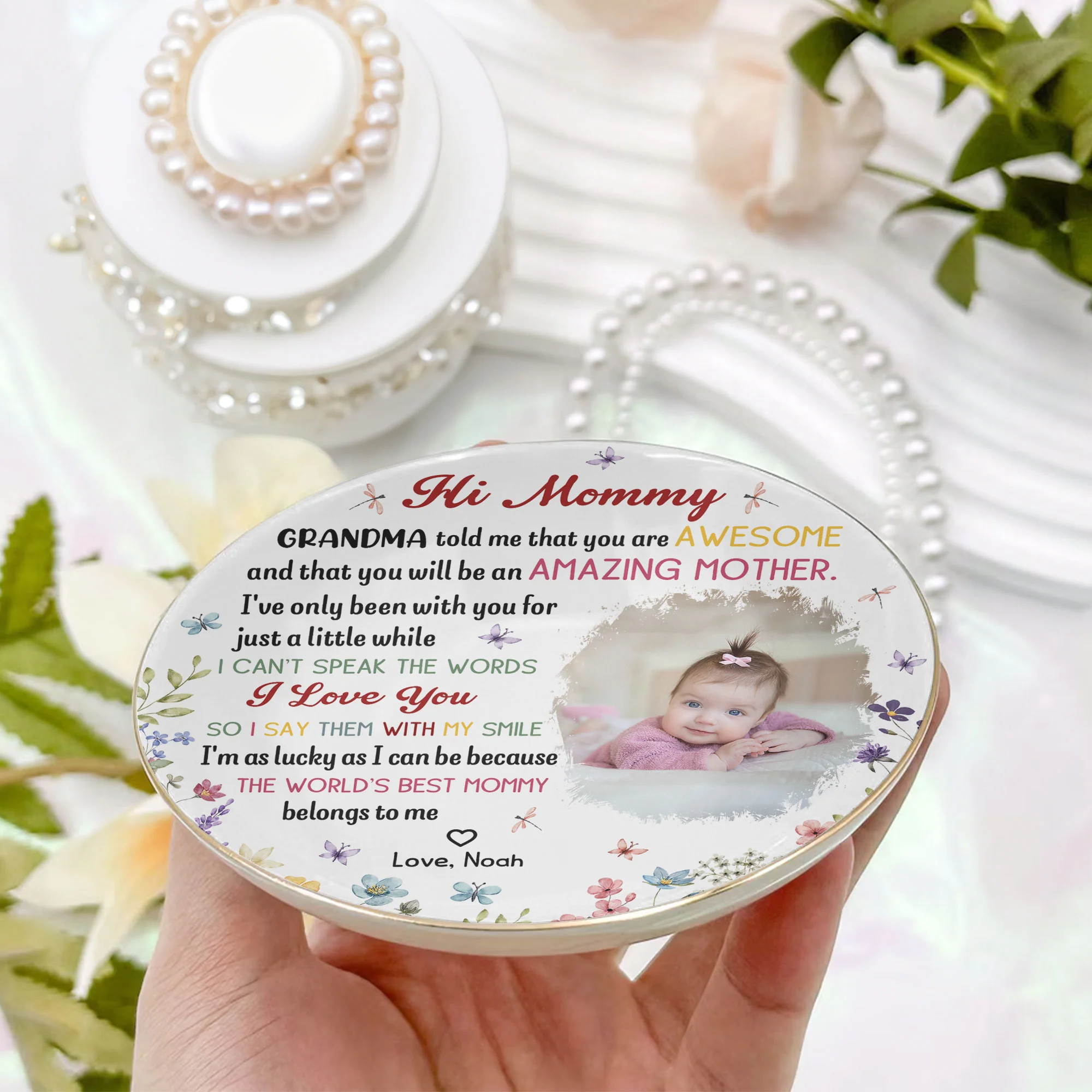 The Best Mommy Belongs To Me First Mom New Mom Gift Ver 2 - Personalized Photo Jewelry Dish - Image 2