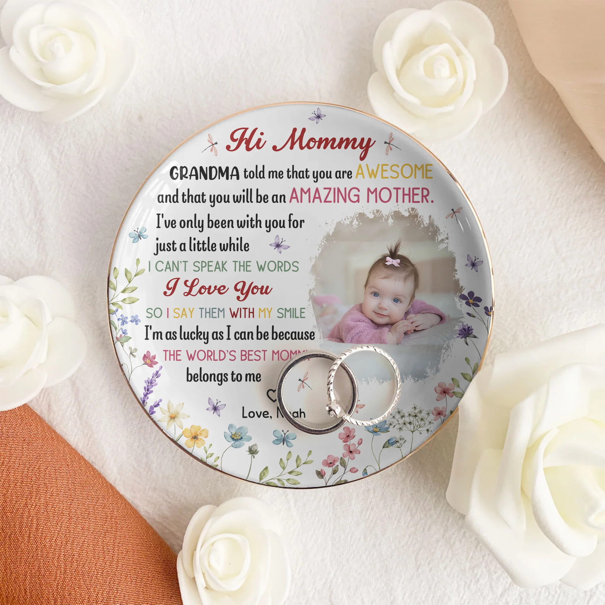 The Best Mommy Belongs To Me First Mom New Mom Gift Ver 2 - Personalized Photo Jewelry Dish - Image 4