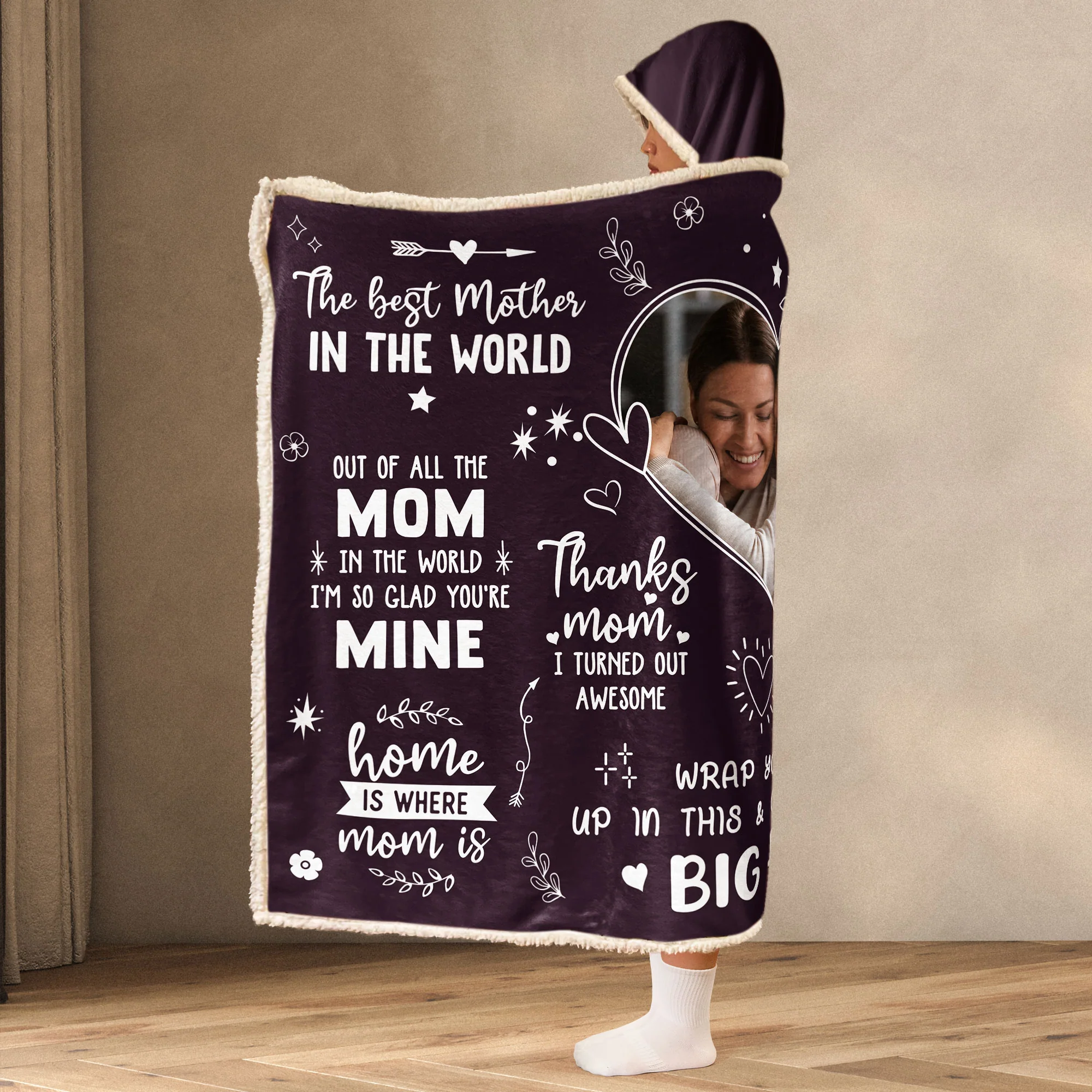 The Best Mother In The World Mom Gifts - Personalized Photo Wearable Blanket Hoodie - Image 2