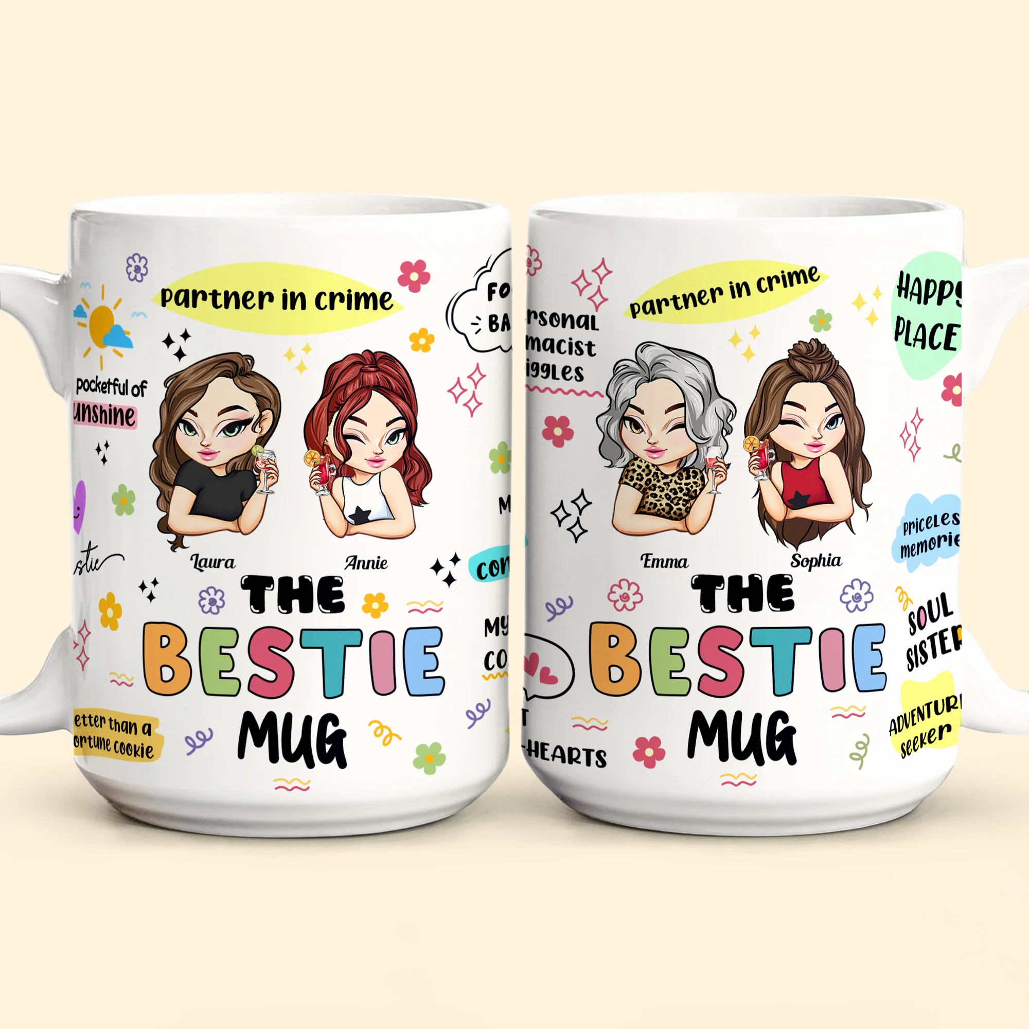 The Bestie Mug - Gifts For Partner In Crime, Soul Sister Or Best Friend - Personalized Mug - Image 7