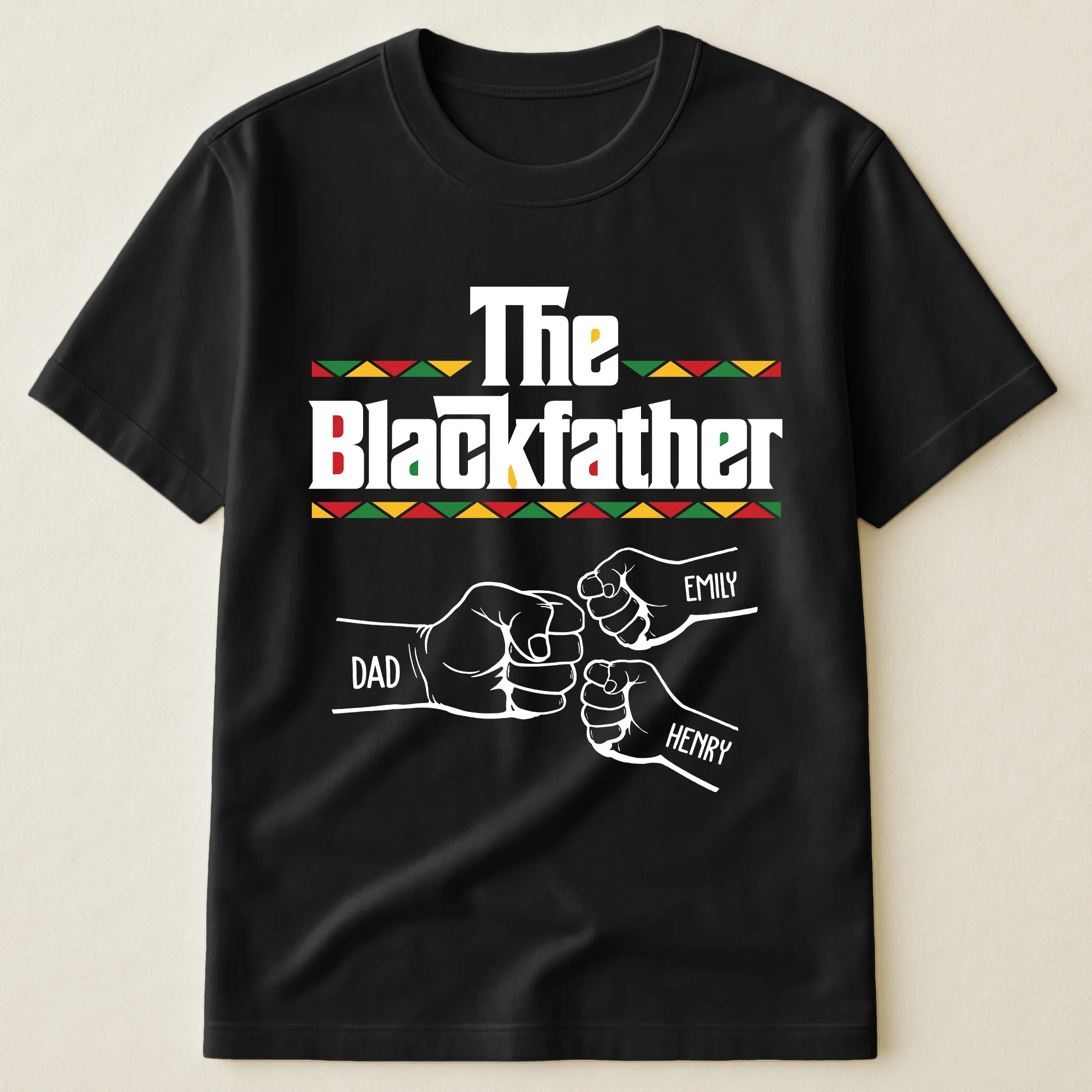 The Black Father Fist Bump Father's Day Gift For Dad, Husband - Personalized Shirt - Image 2