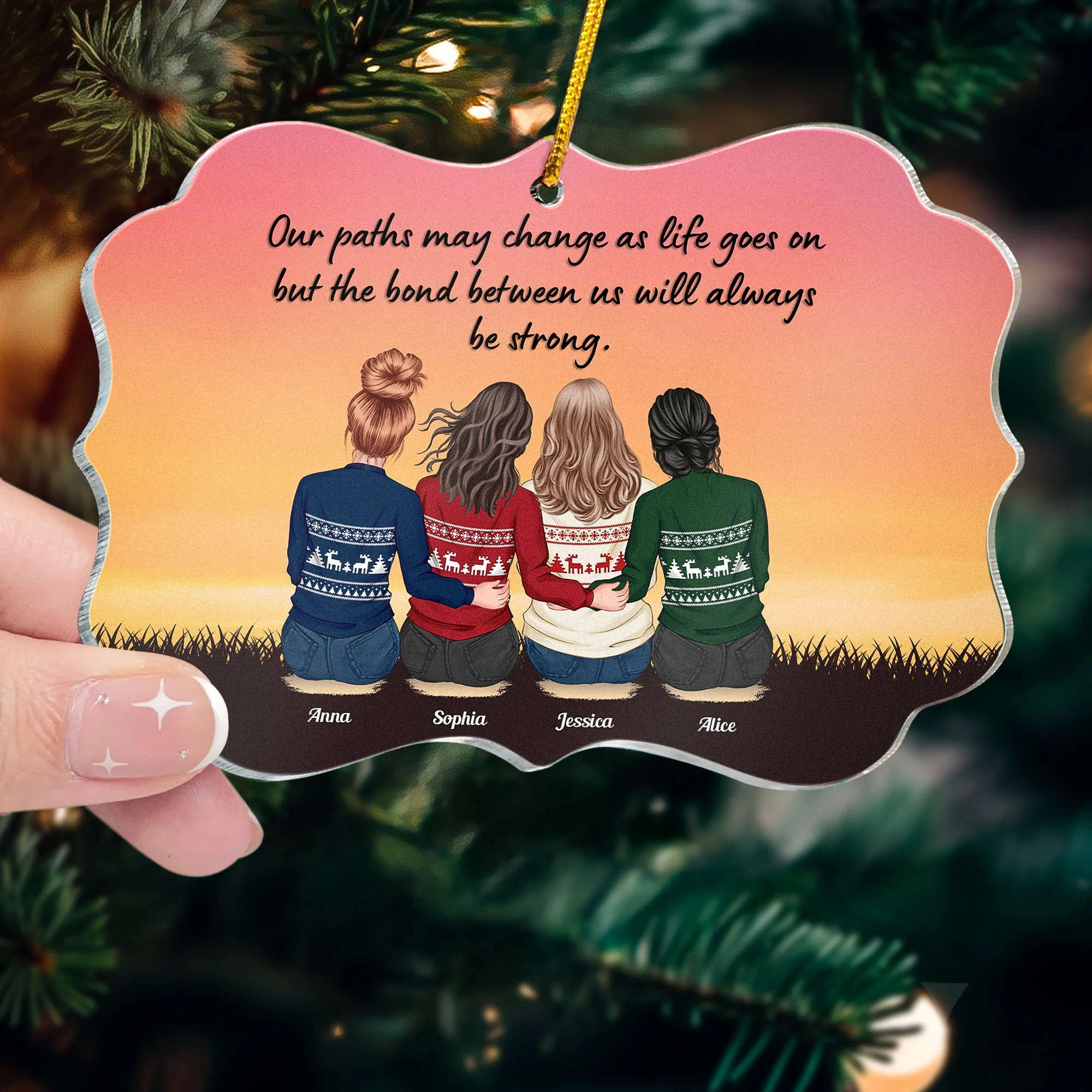 The Bond Between Us Will Always Be Strong - Personalized Acrylic Ornament - Image 2