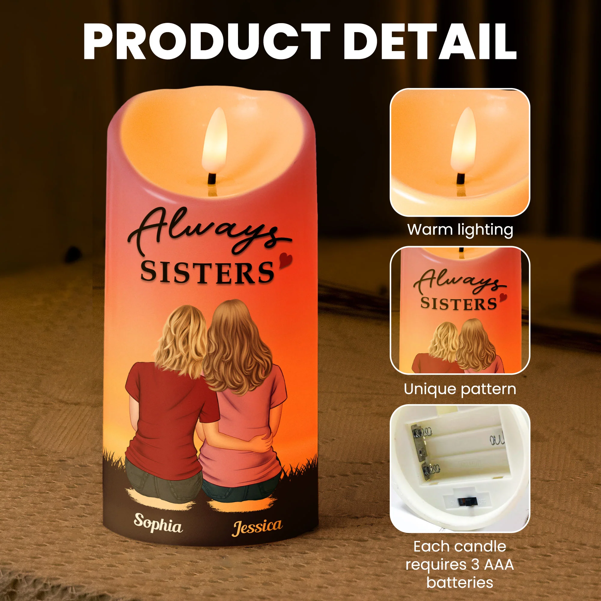 The Bond Between Us Will Always Be Strong - Personalized LED Candle - Image 4
