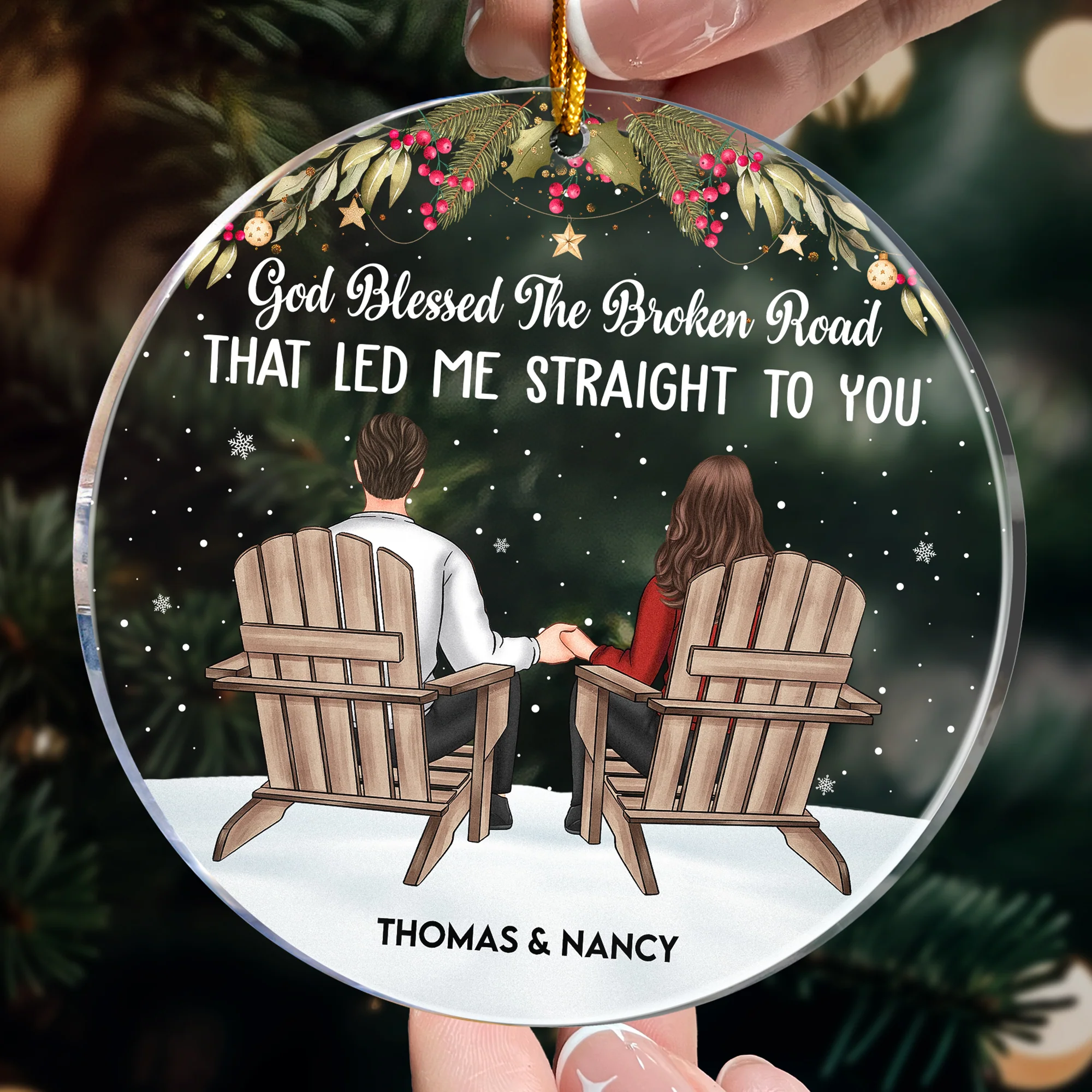 The Broken Road That Led Me Straight To You - Personalized Acrylic Ornament - Image 2