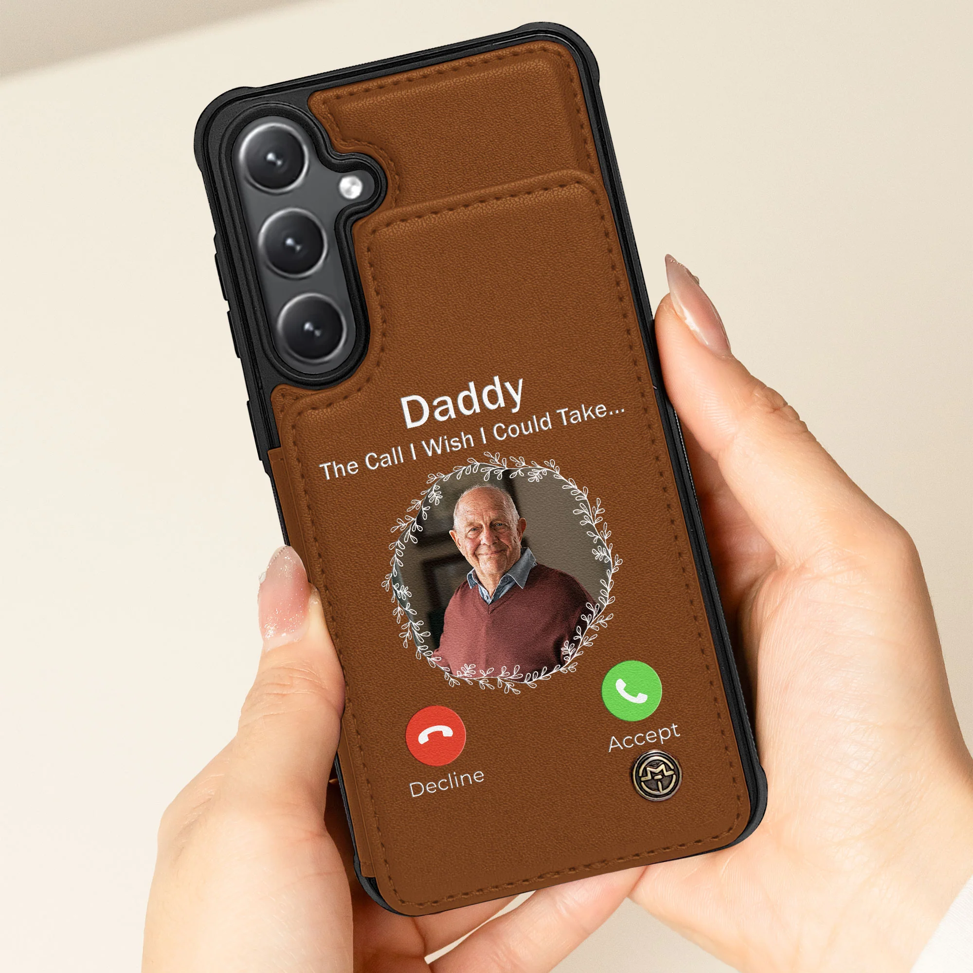 The Call I Wish I Could Take - Personalized Photo Leather Flip Wallet Phone Case - Image 3