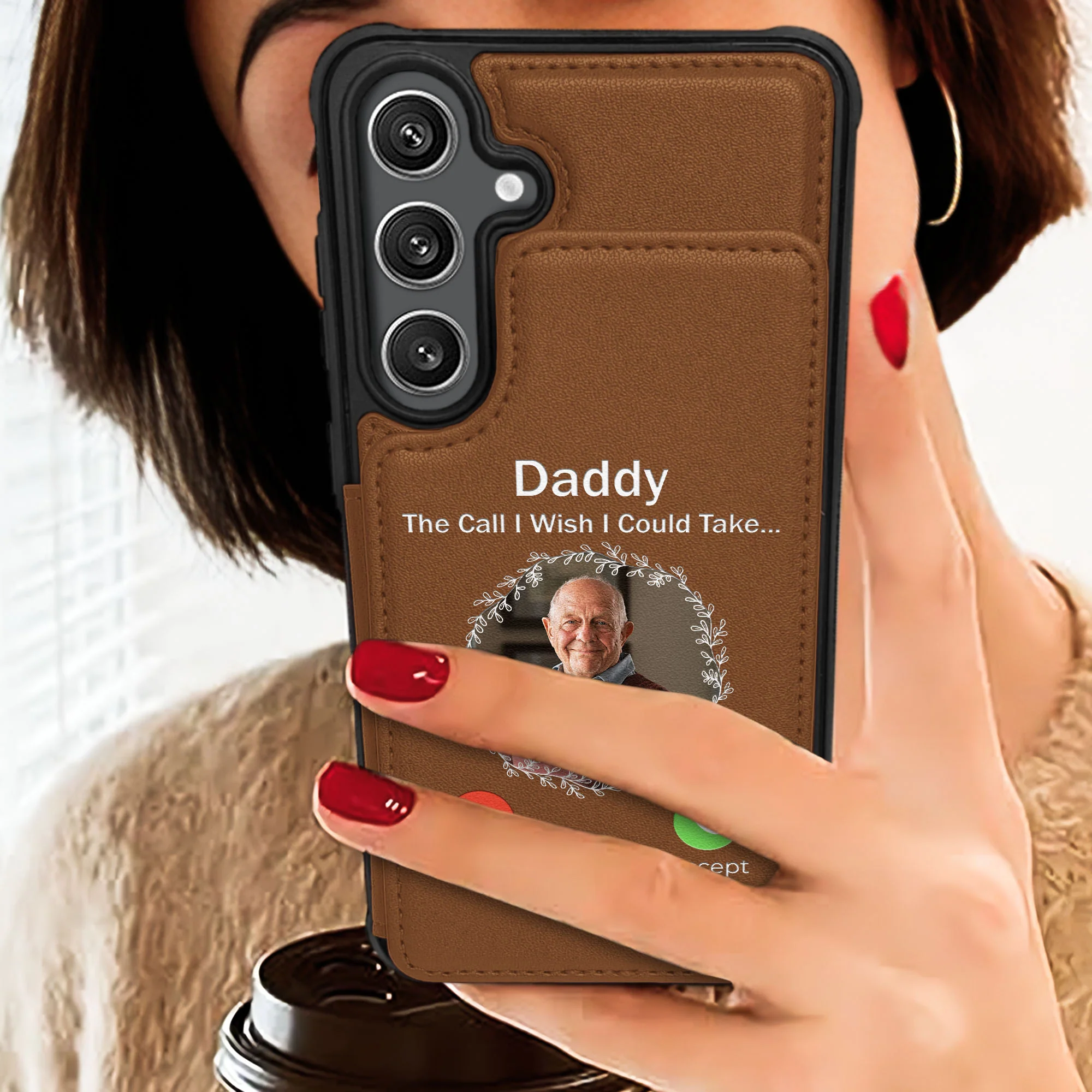 The Call I Wish I Could Take - Personalized Photo Leather Flip Wallet Phone Case - Image 5