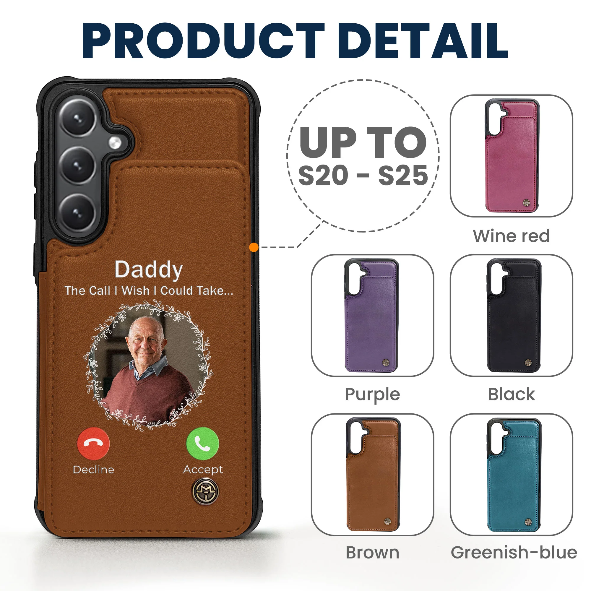 The Call I Wish I Could Take - Personalized Photo Leather Flip Wallet Phone Case - Image 6