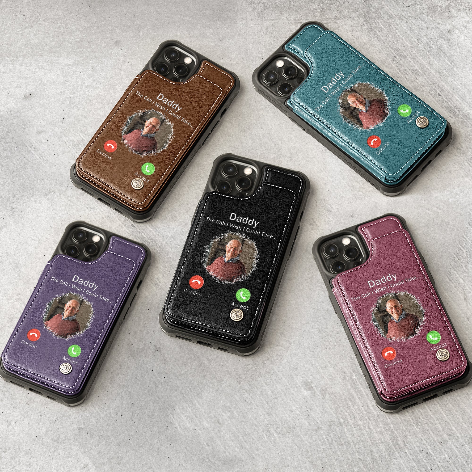 The Call I Wish I Could Take - Personalized Photo Leather Flip Wallet Phone Case - Image 2