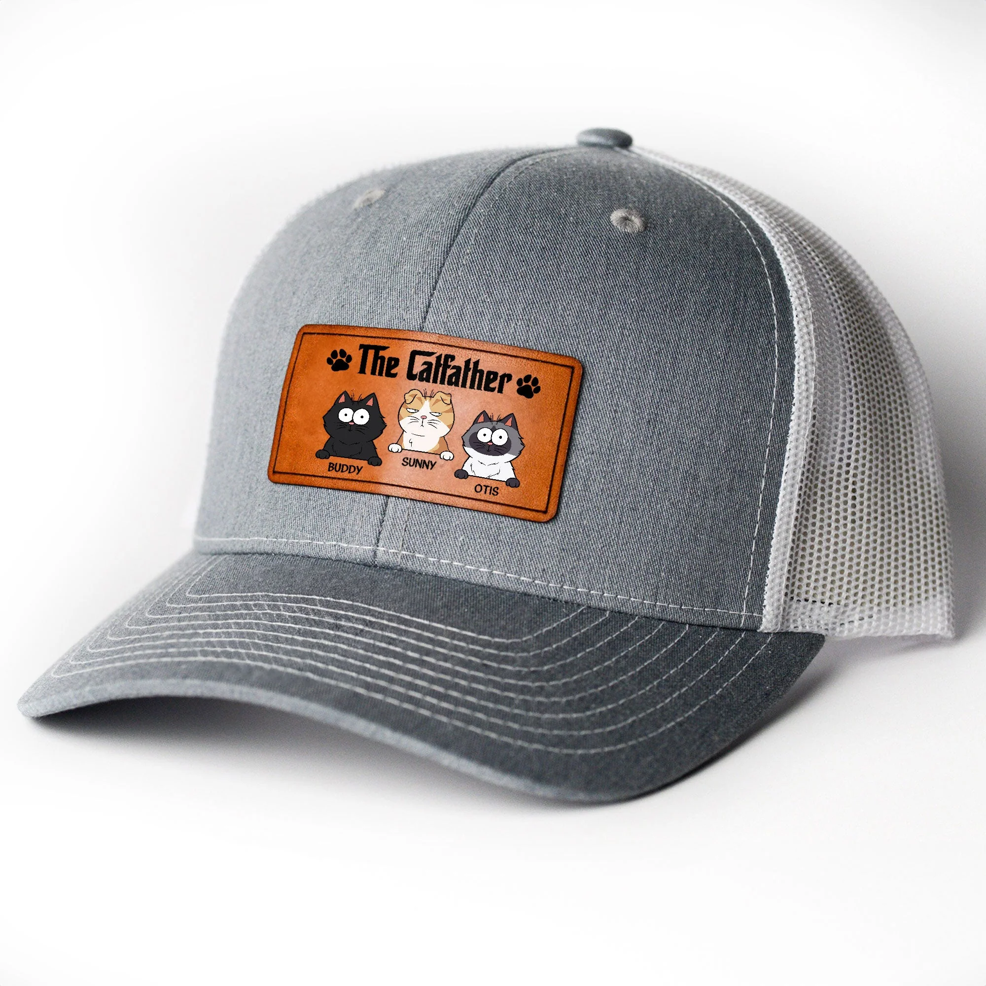 The Catfather - Personalized Leather Patch Hat - Image 3