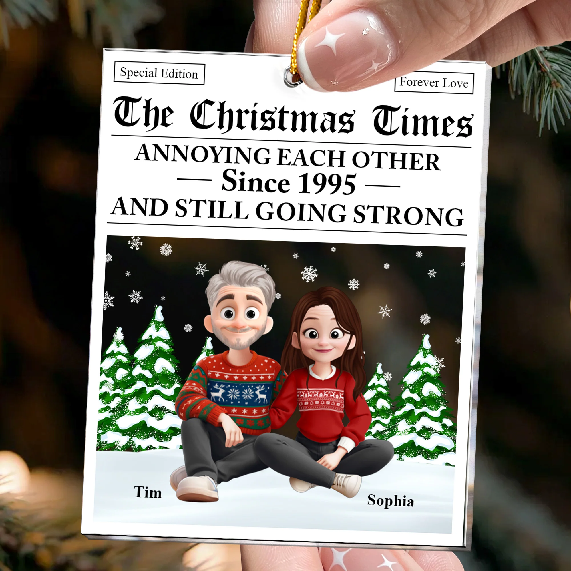 The Christmas Times Annoying Each Other Since - Personalized Acrylic Ornament - Image 2