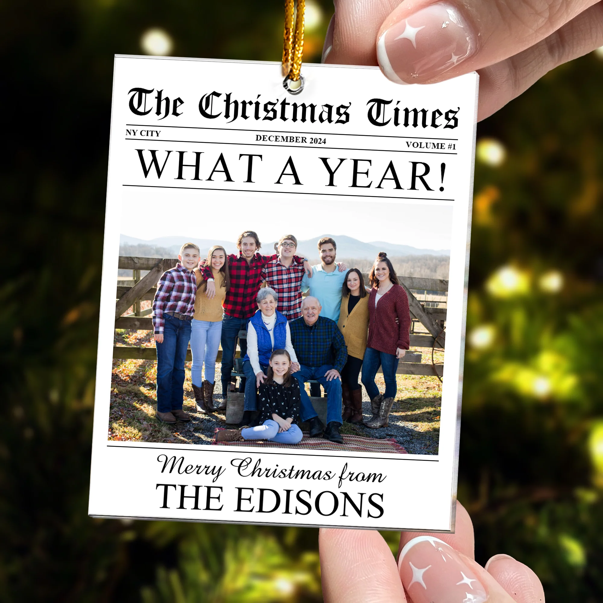 The Christmas Times - What A Year Newspaper - Personalized Acrylic Photo Ornament - Image 4