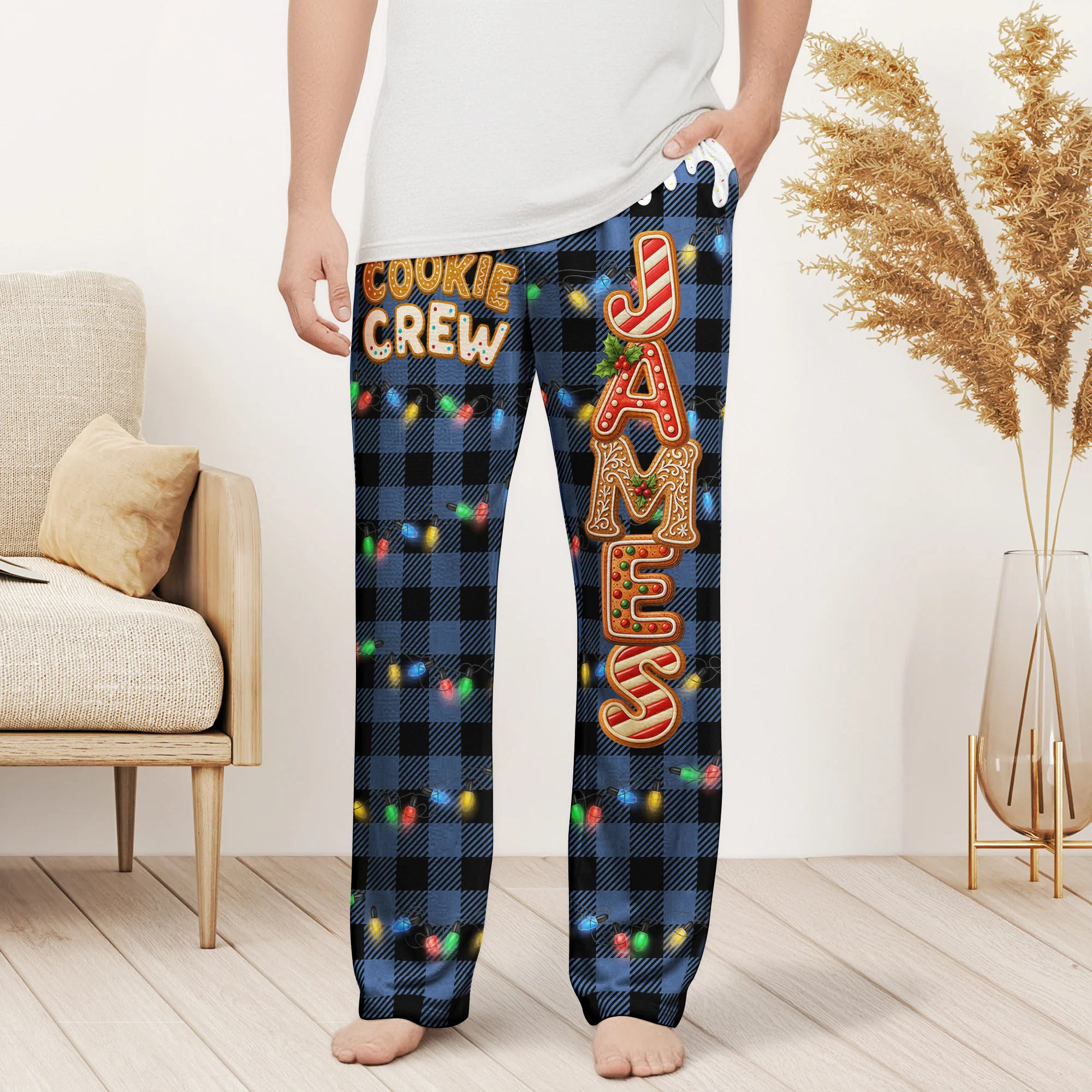 The Cookie Crew - Christmas Matching Outfits For Family, Custom Gingerbread Names - Personalized Lounge Pants - Image 2