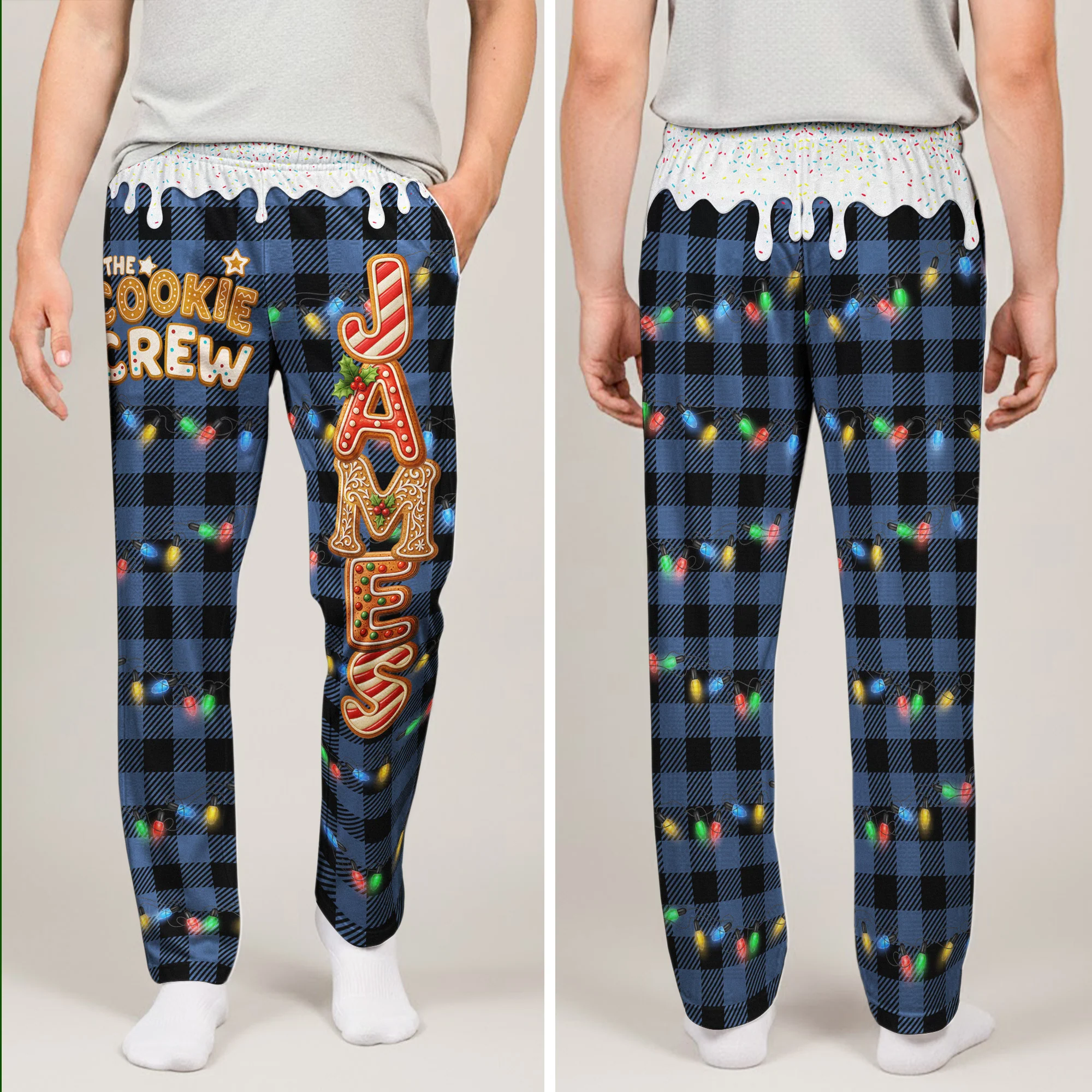 The Cookie Crew - Christmas Matching Outfits For Family, Custom Gingerbread Names - Personalized Lounge Pants - Image 4