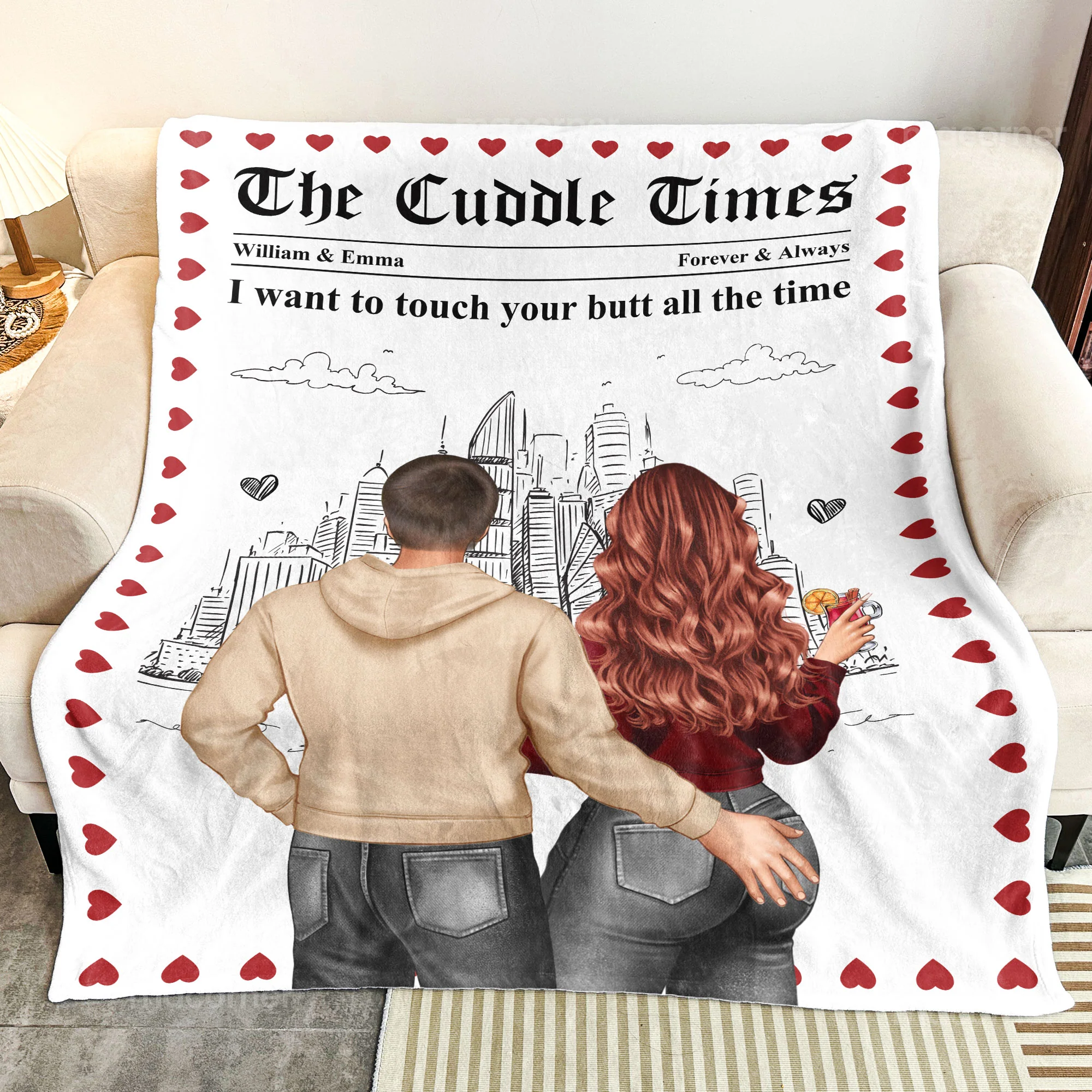 The Cuddle Times Naughty Couple - Personalized Blanket - Image 3